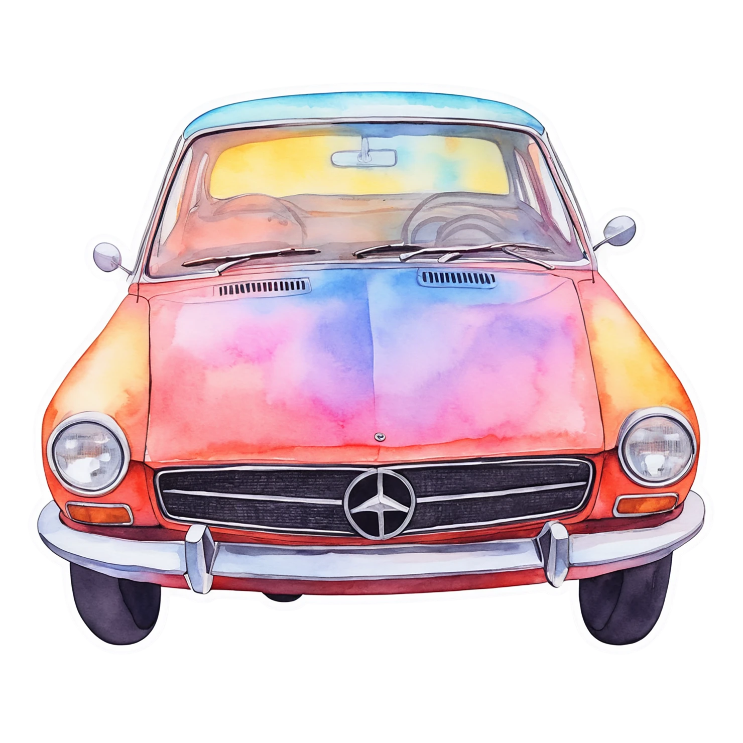 Car watercolor sticker isolated on transparent background #13944