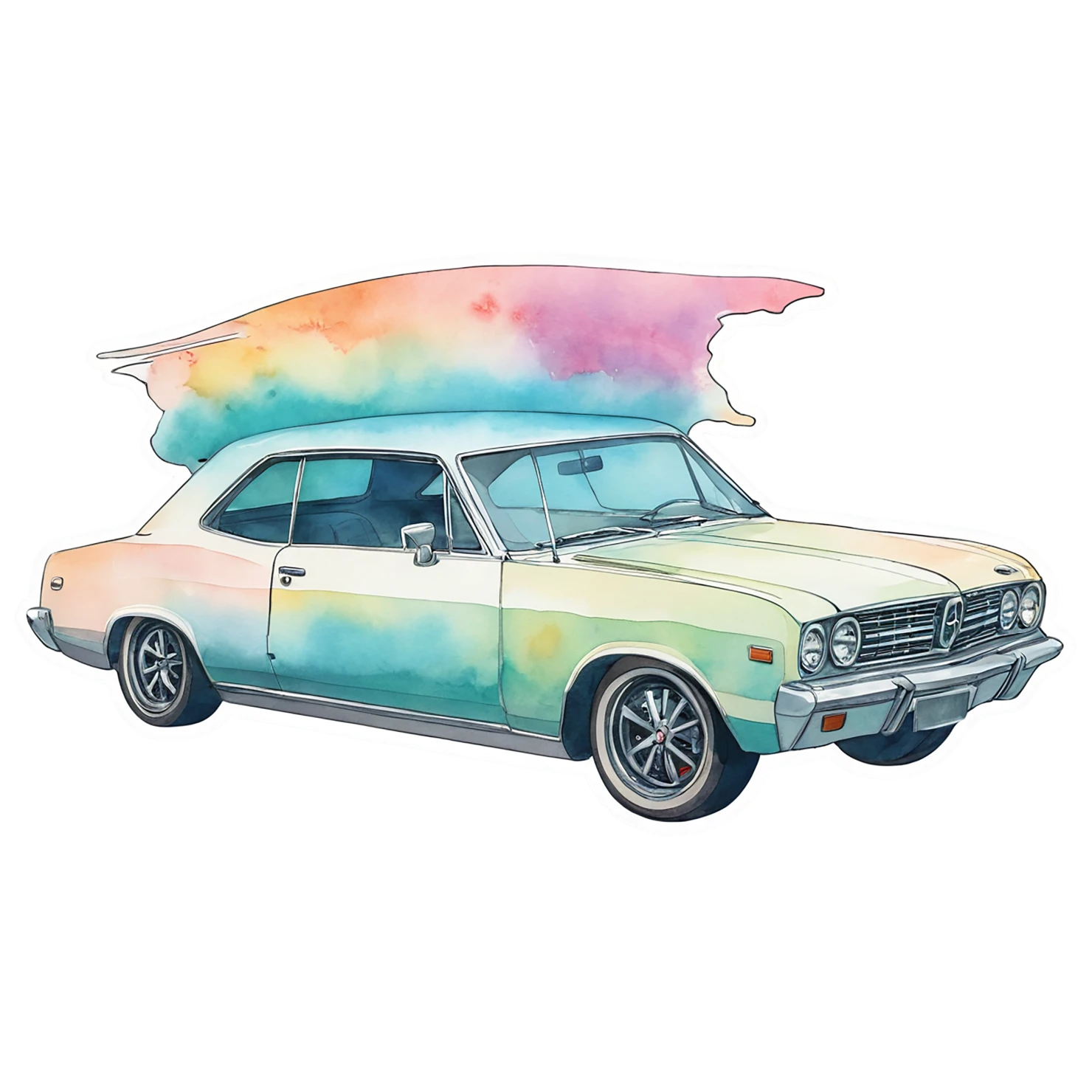 Car watercolor sticker isolated on transparent background #13947