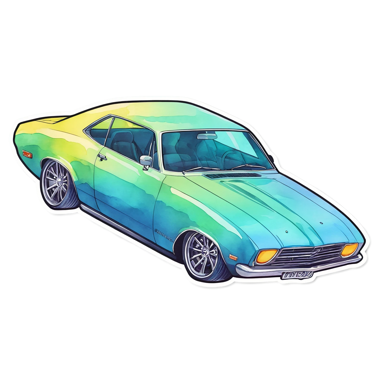Car watercolor sticker isolated on transparent background #13950