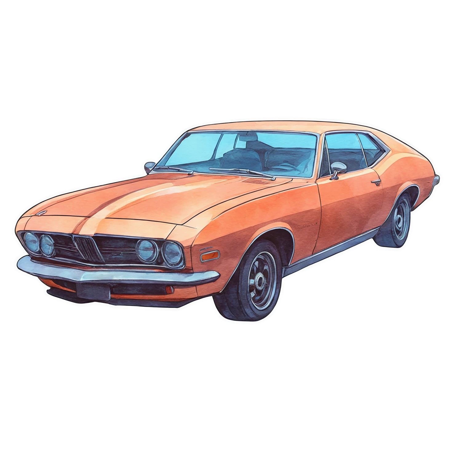 Car watercolor sticker isolated on transparent background #13954