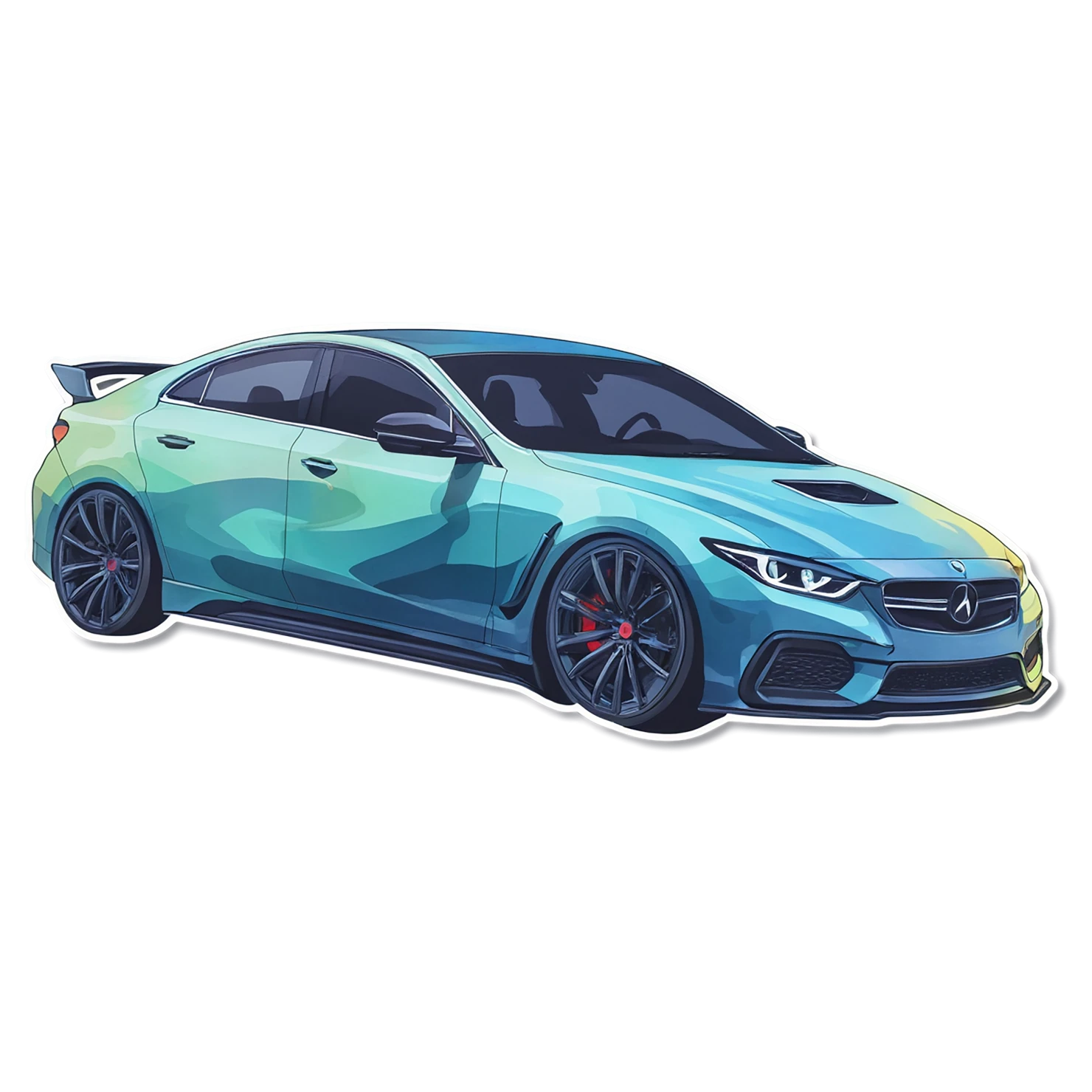 Car watercolor sticker isolated on transparent background #13957