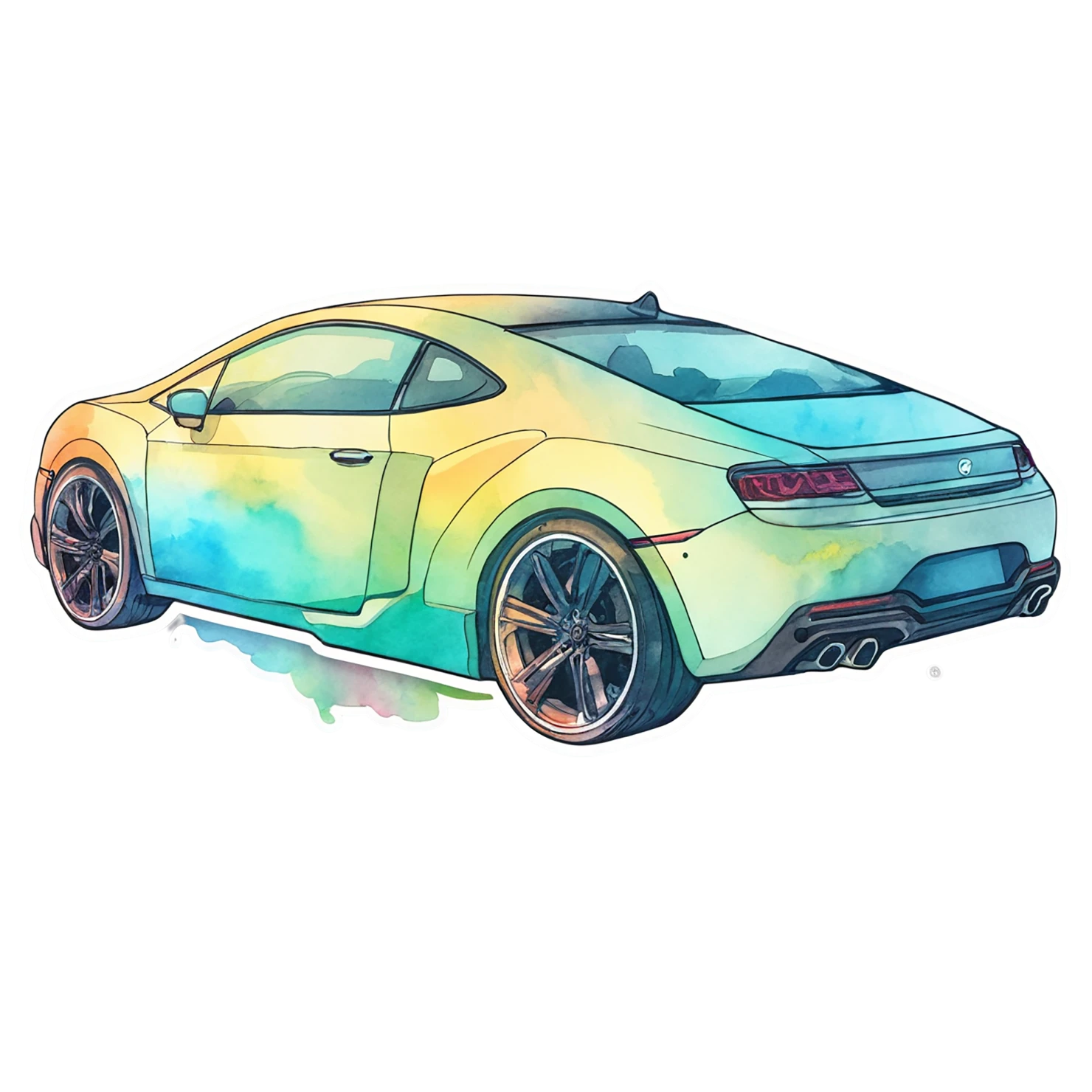 Car watercolor sticker isolated on transparent background #13964