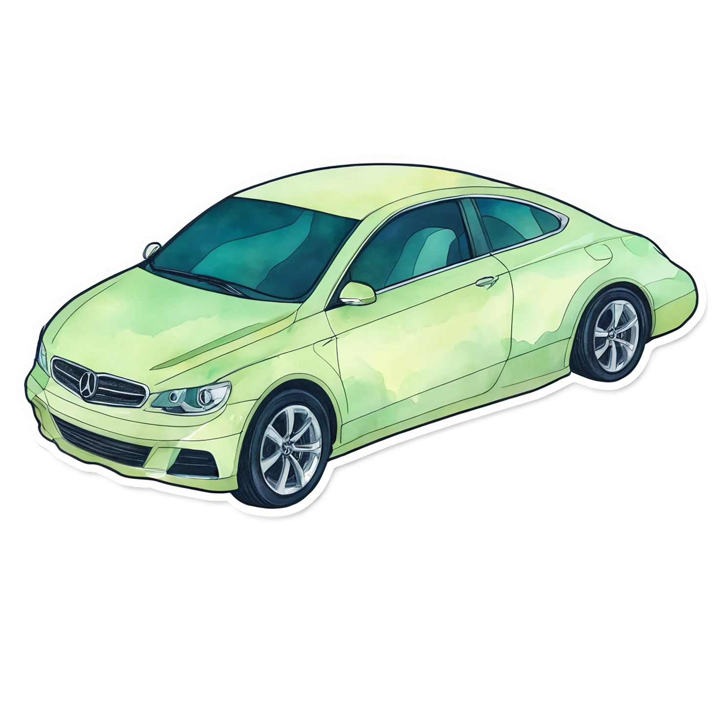 Car watercolor sticker isolated on transparent background #13980