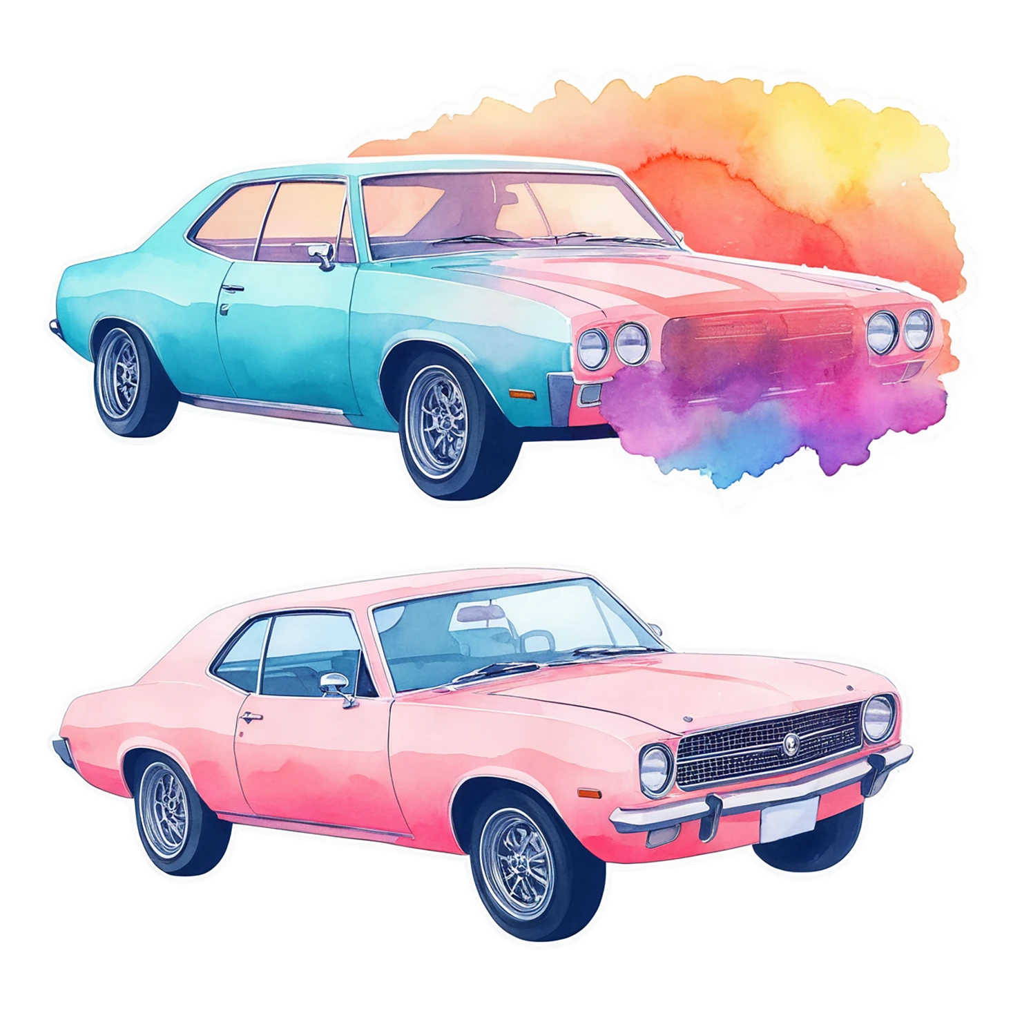 Car watercolor sticker isolated on transparent background #13983