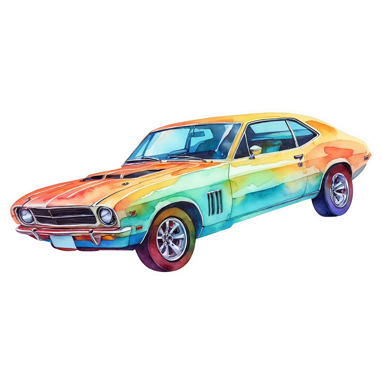 Car watercolor sticker isolated on transparent background #13985