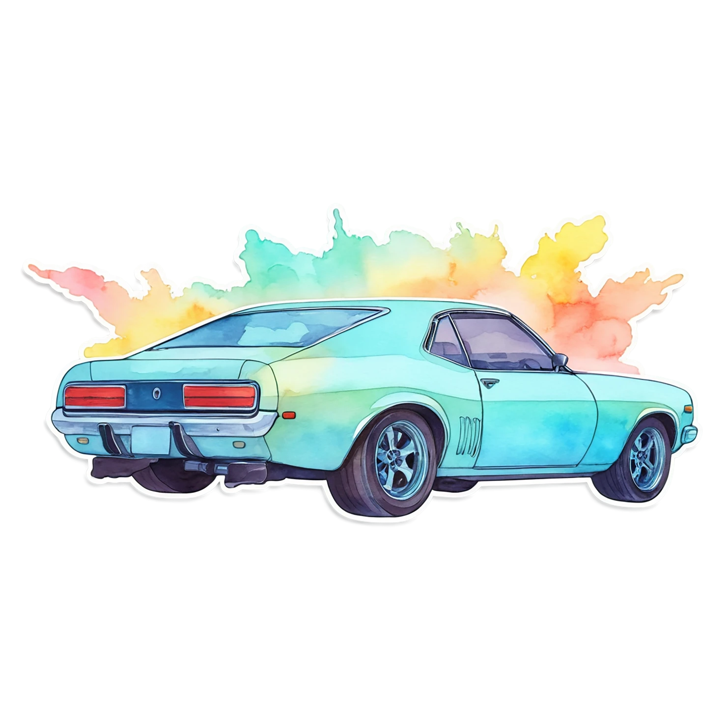Car watercolor sticker isolated on transparent background #13986