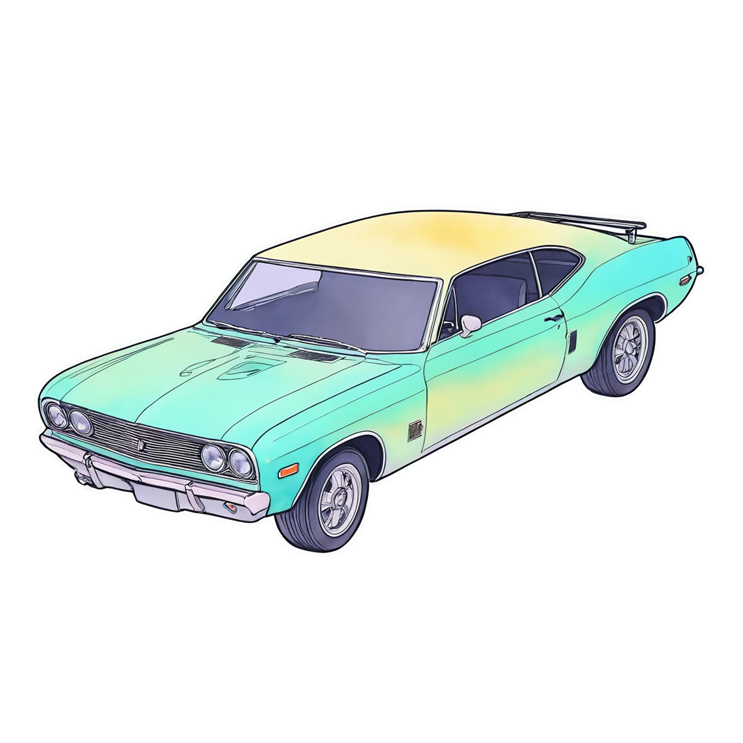 Car watercolor sticker isolated on transparent background #13988