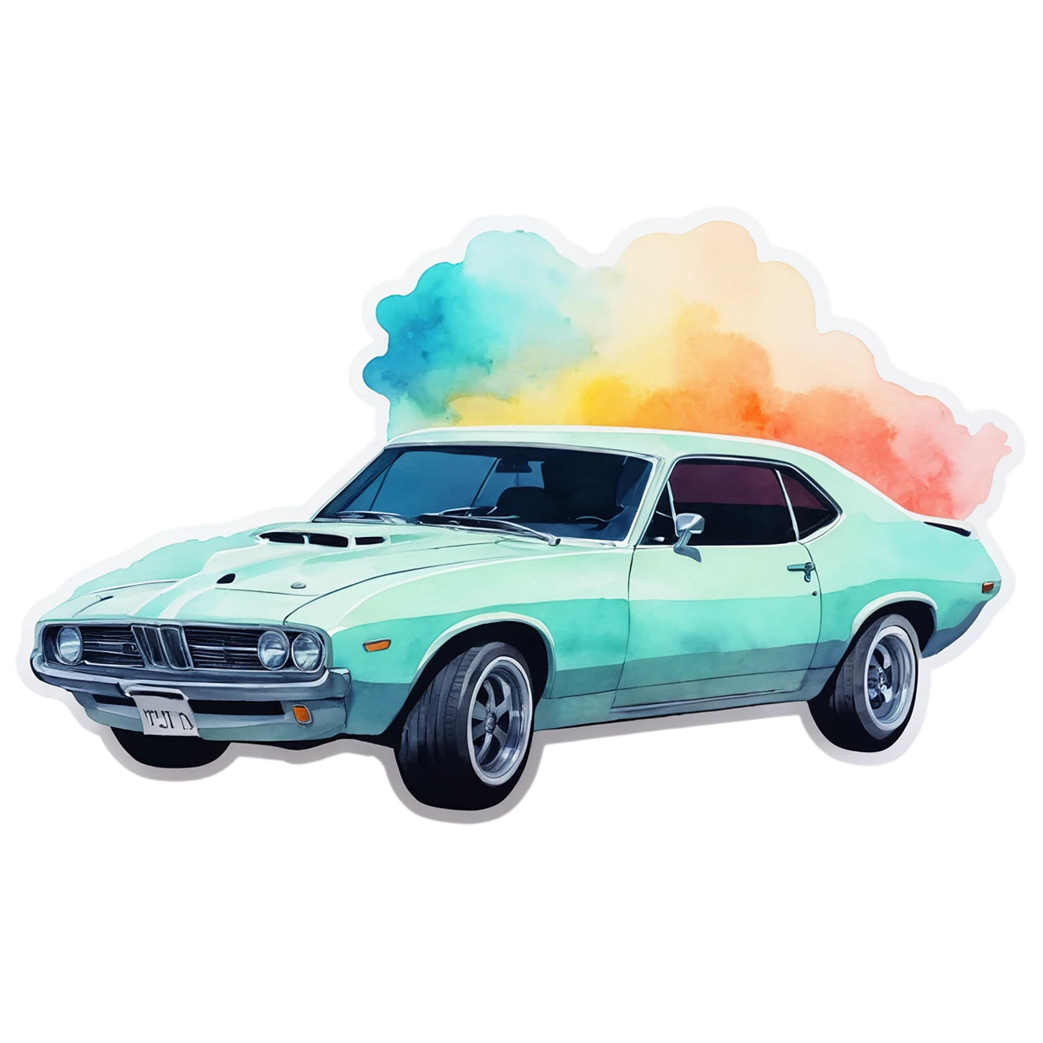 Car watercolor sticker isolated on transparent background #13990
