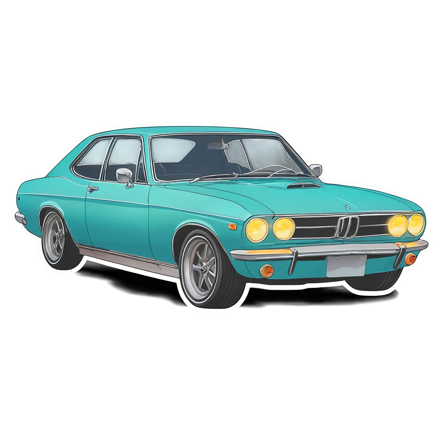 Car watercolor sticker isolated on transparent background #14000