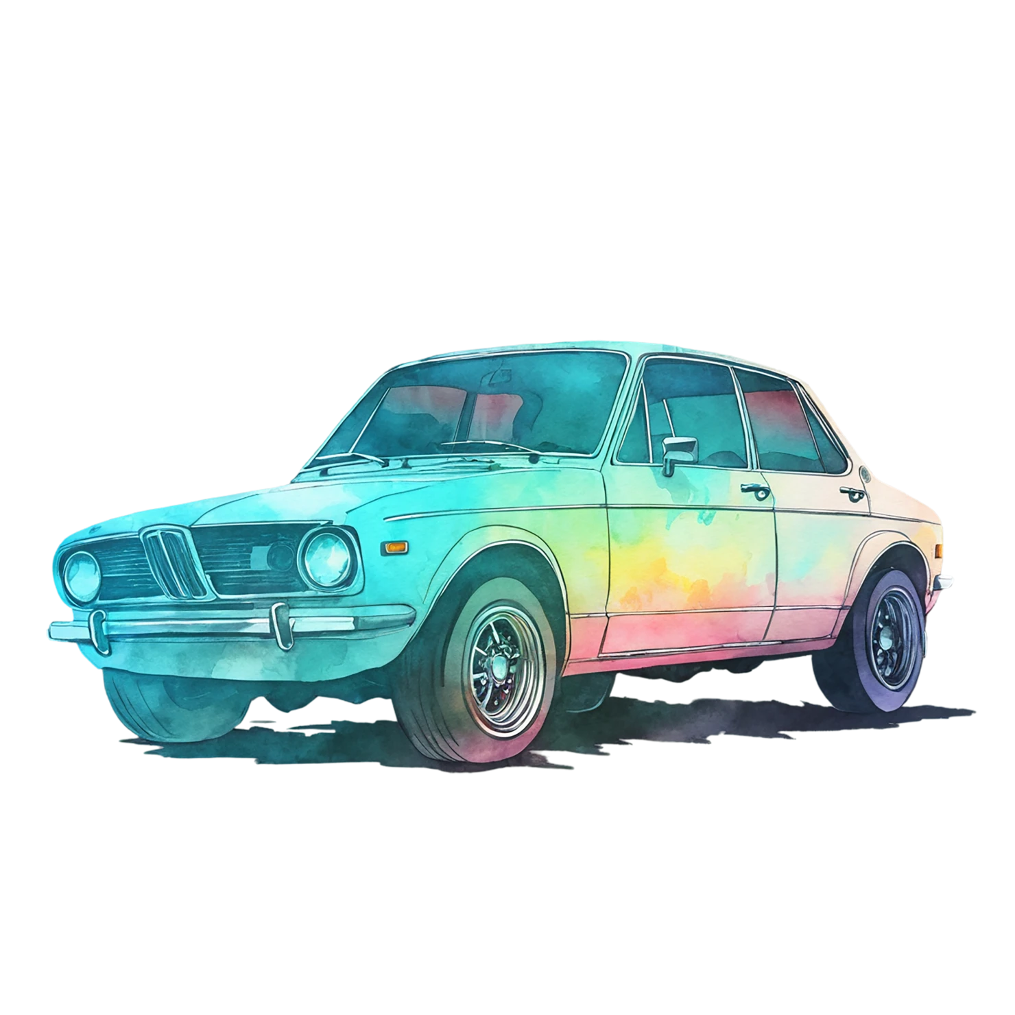 Car watercolor sticker isolated on transparent background #14001