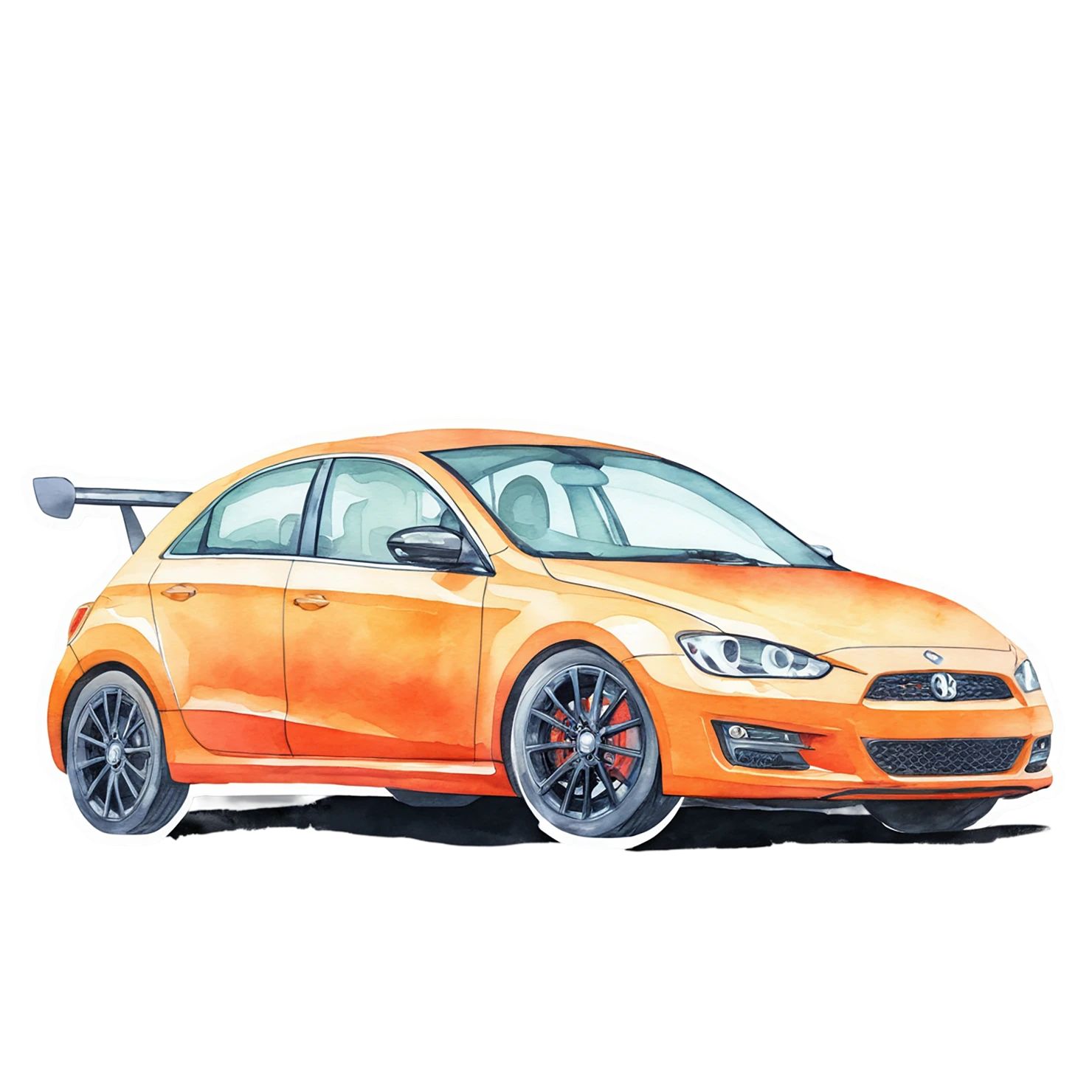Car watercolor sticker isolated on transparent background #14003