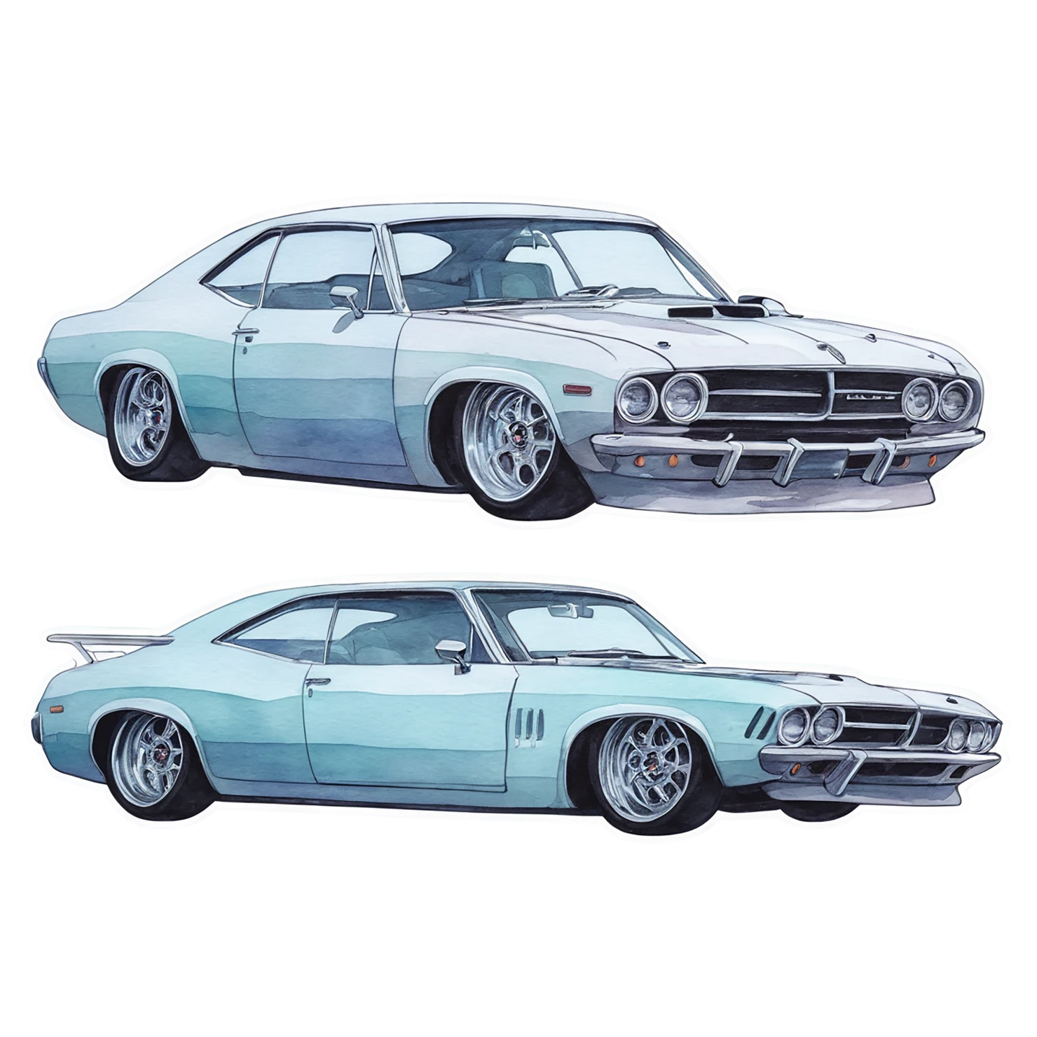 Car watercolor sticker isolated on transparent background #14006