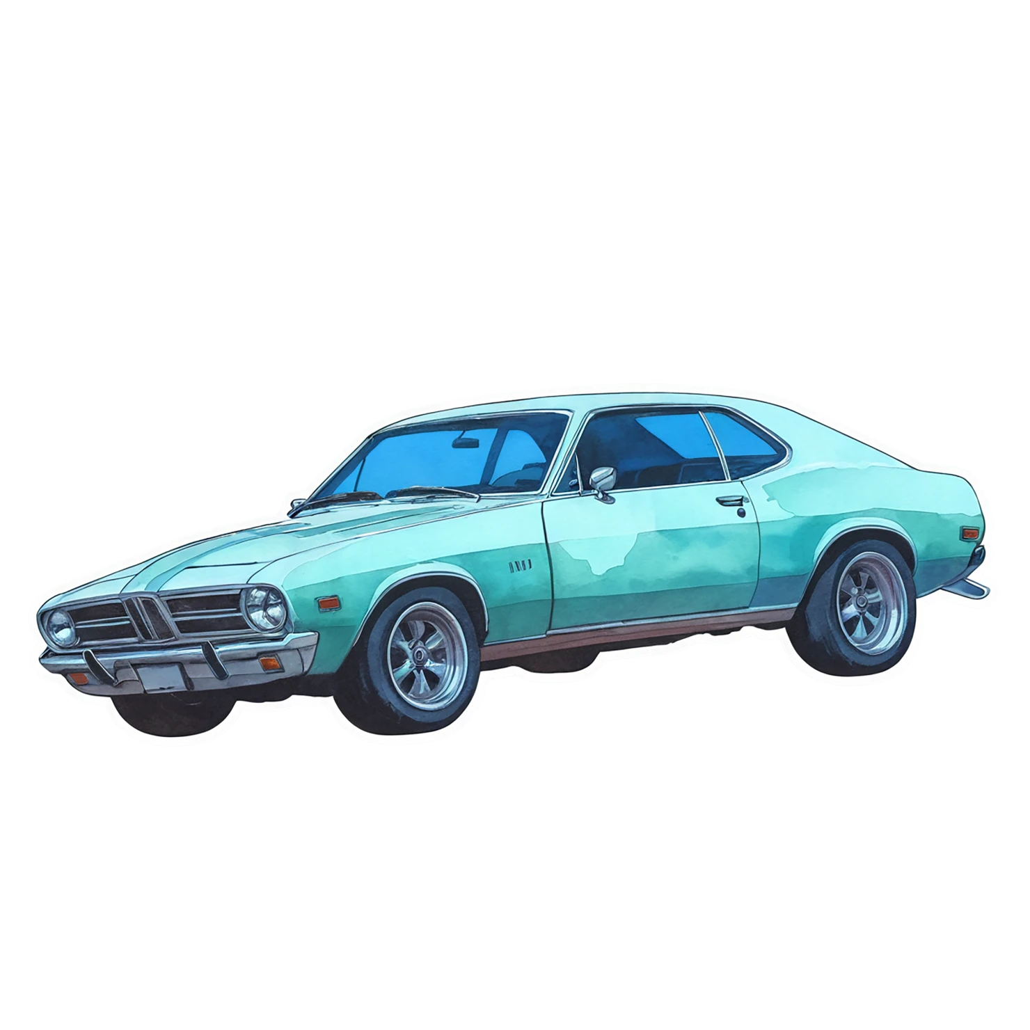 Car watercolor sticker isolated on transparent background #14012