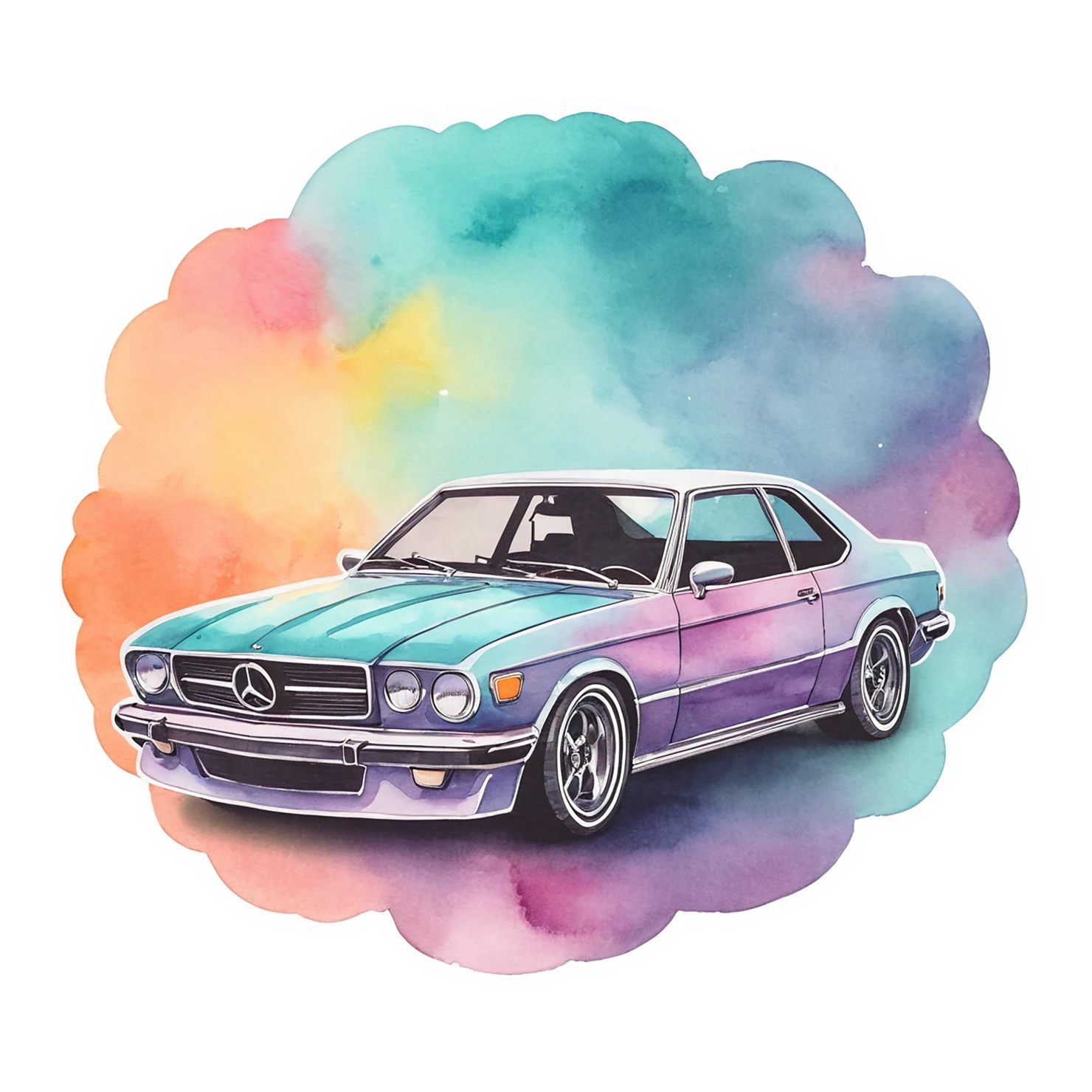Car watercolor sticker isolated on transparent background #14014