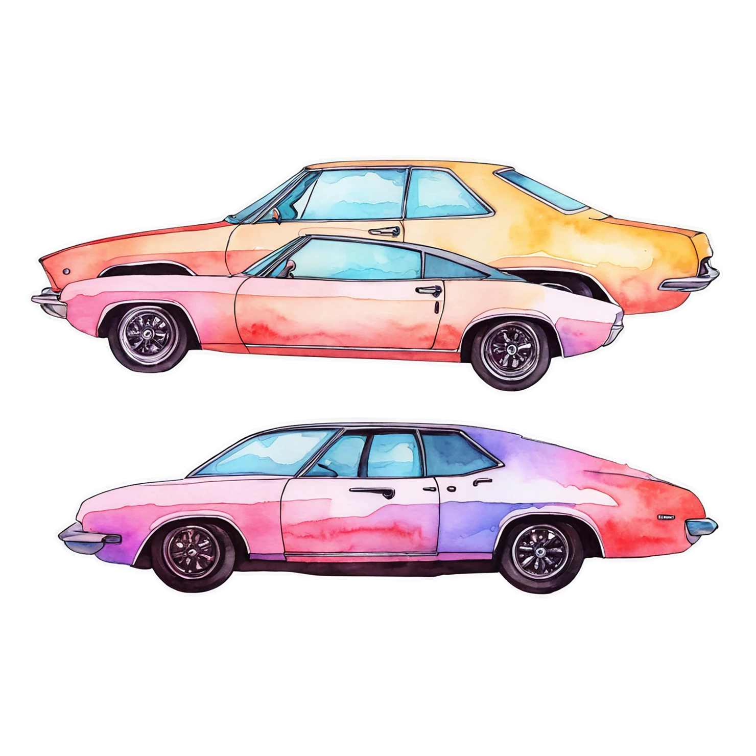 Car watercolor sticker isolated on transparent background #14021