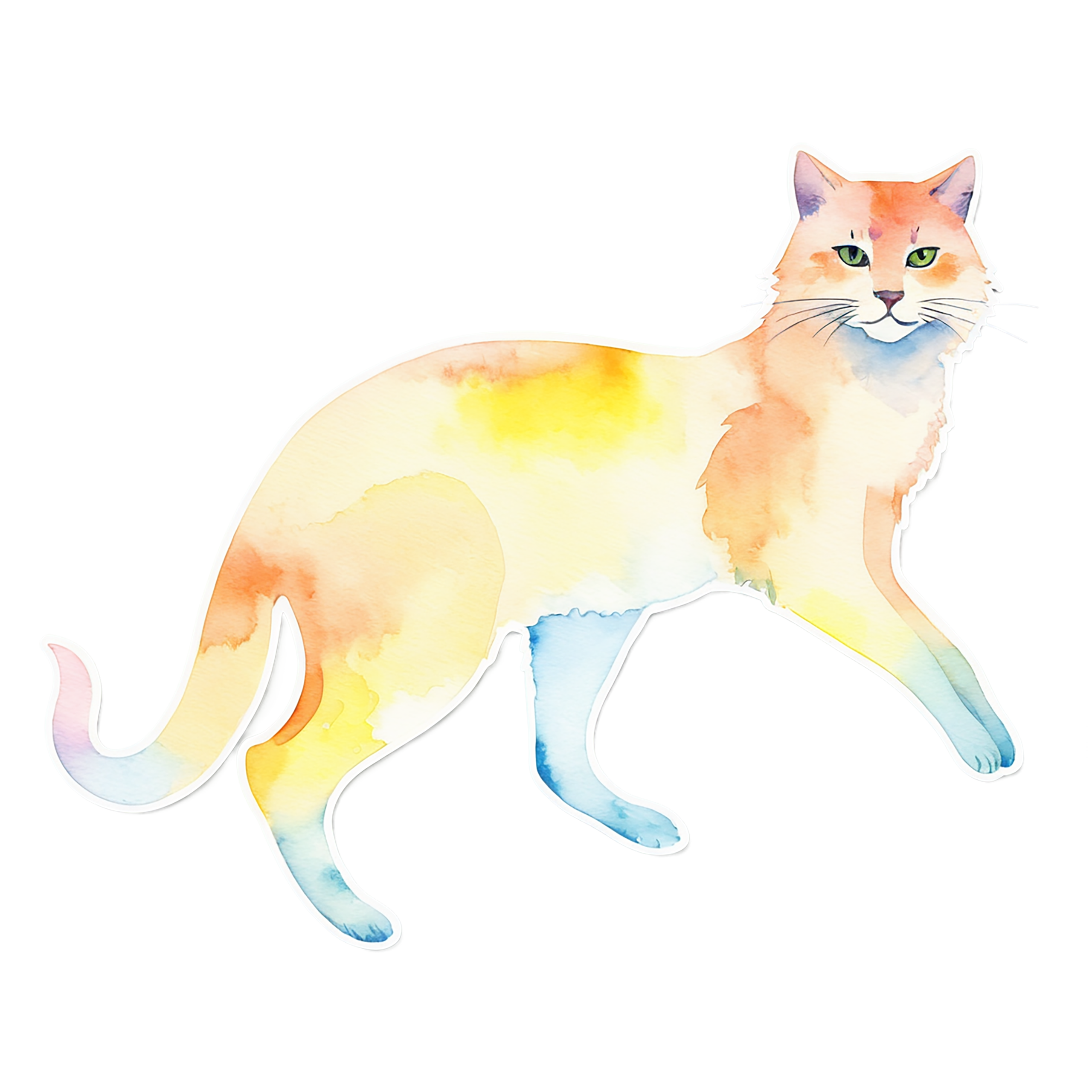 Cat watercolor sticker isolated on transparent background #14774