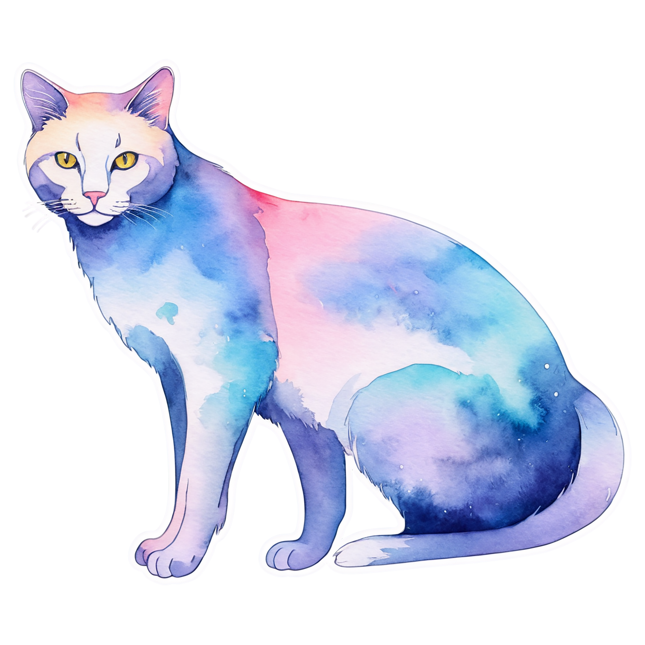 Cat watercolor sticker isolated on transparent background #14776