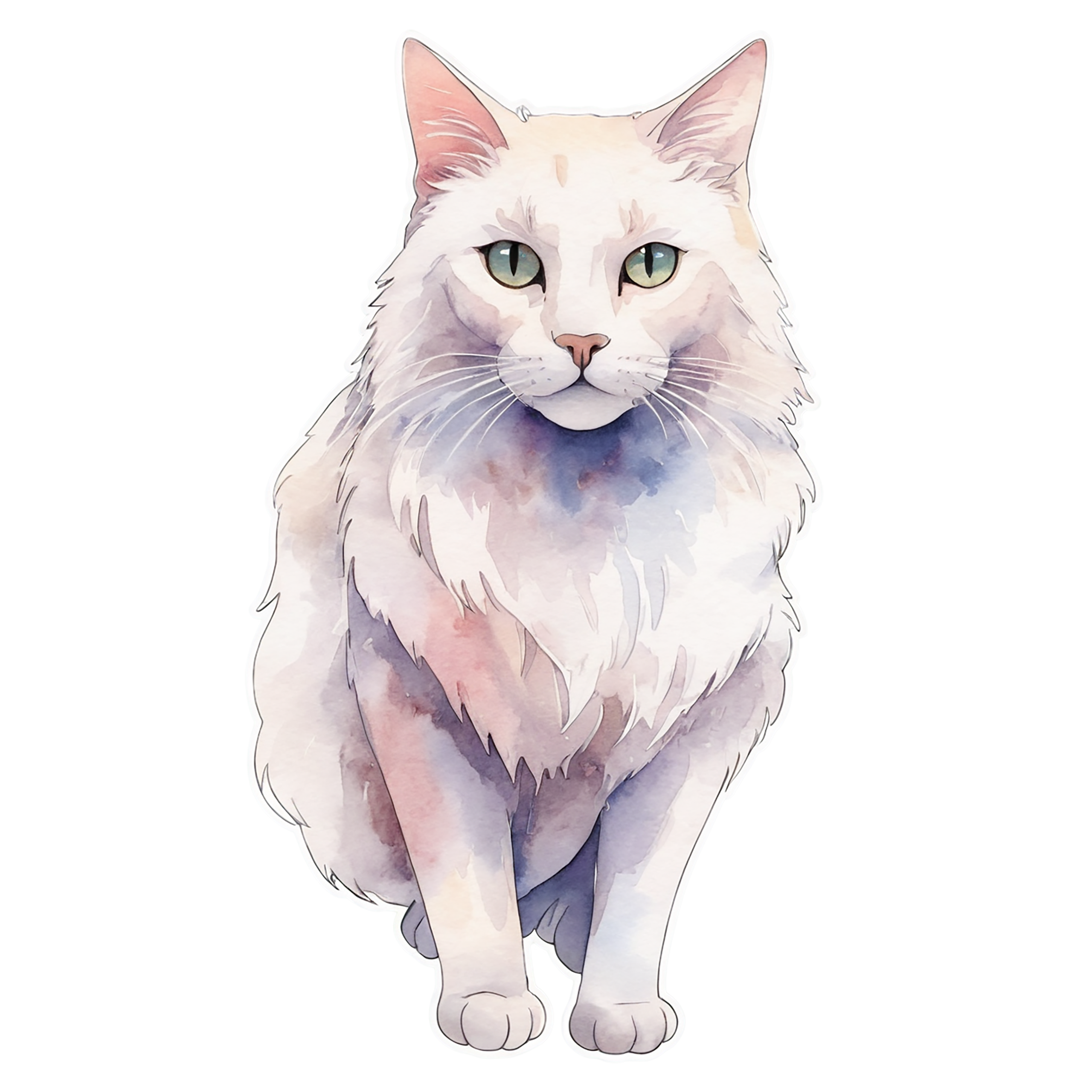 Cat watercolor sticker isolated on transparent background #14778
