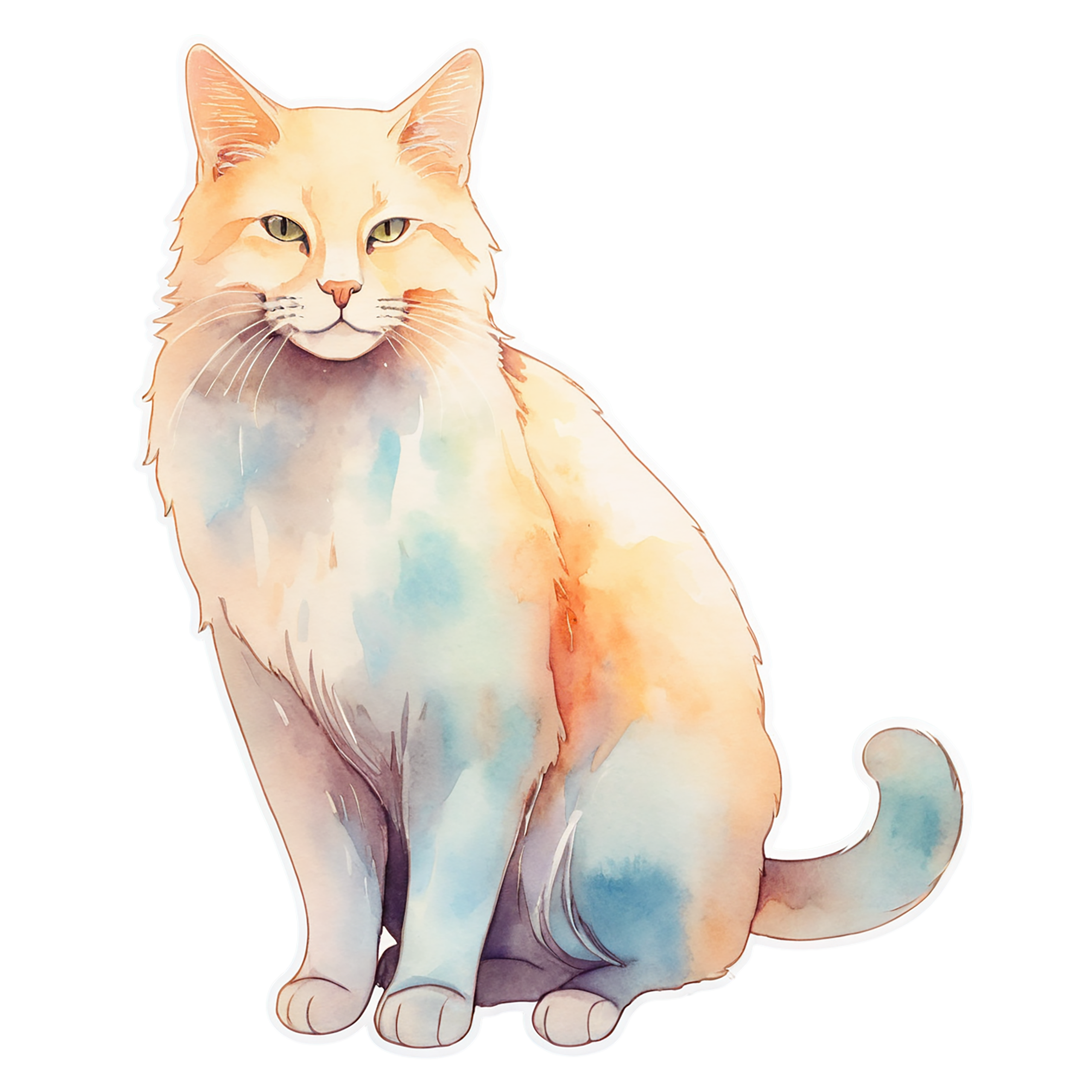Cat watercolor sticker isolated on transparent background #14779