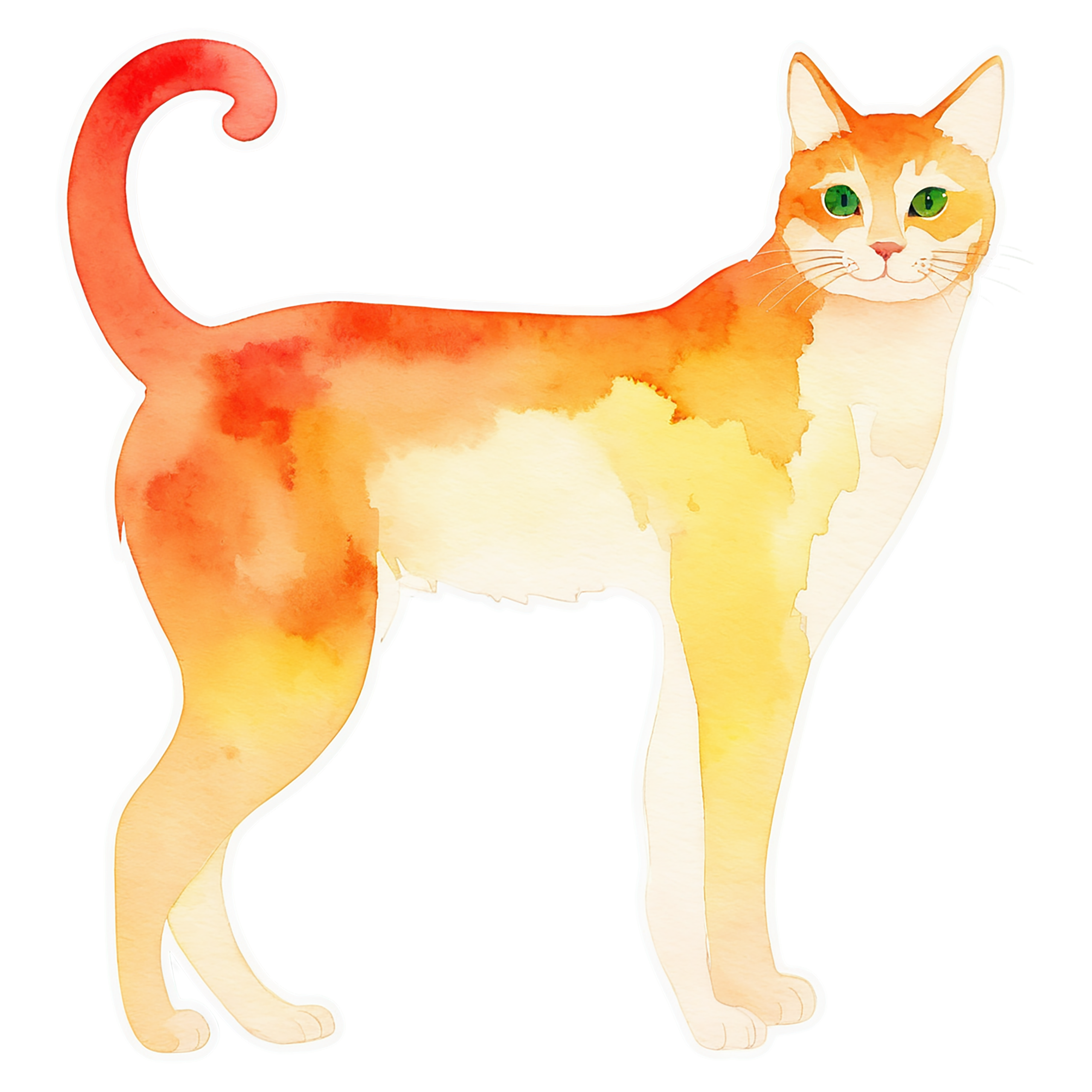 Cat watercolor sticker isolated on transparent background #14905