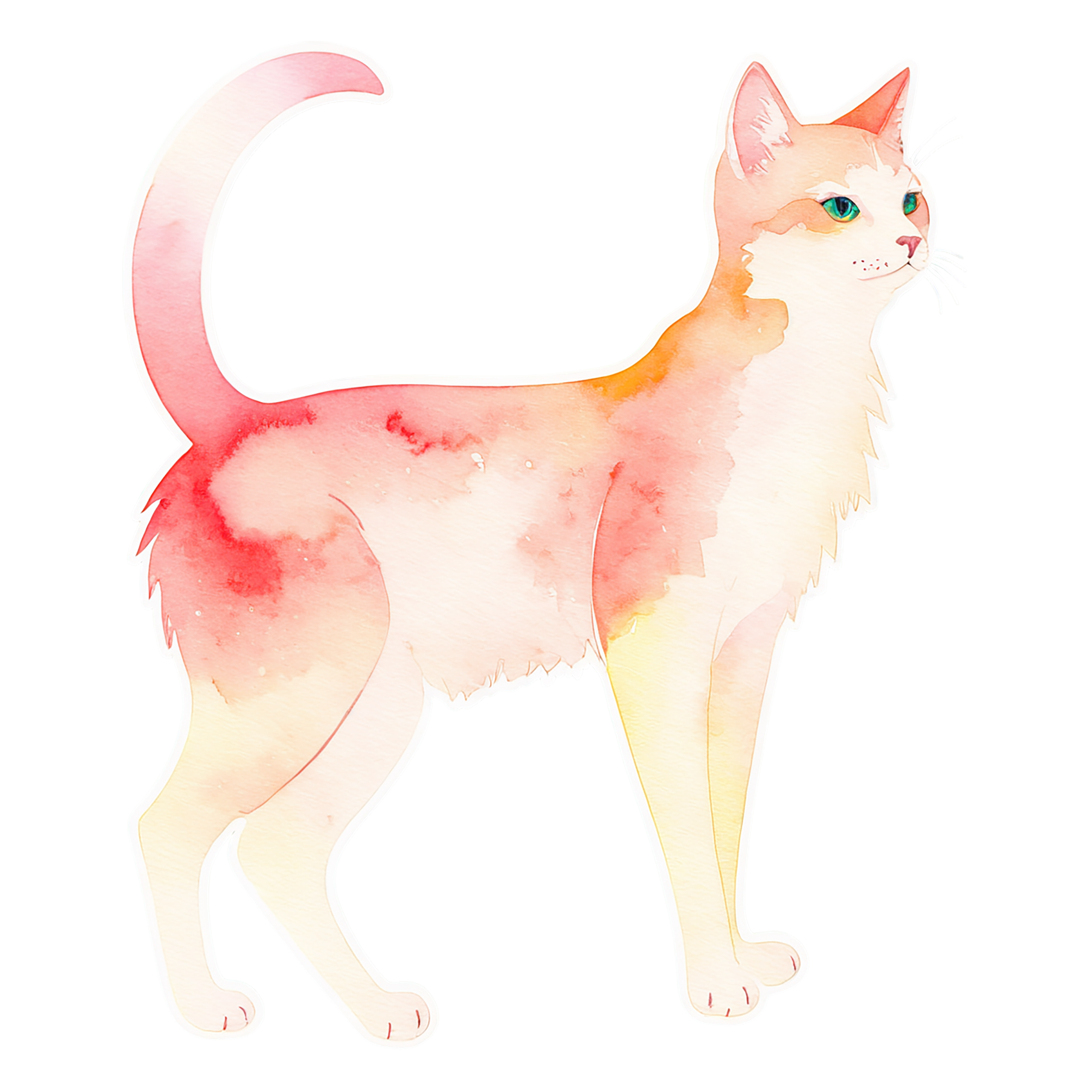 Cat watercolor sticker isolated on transparent background #15028