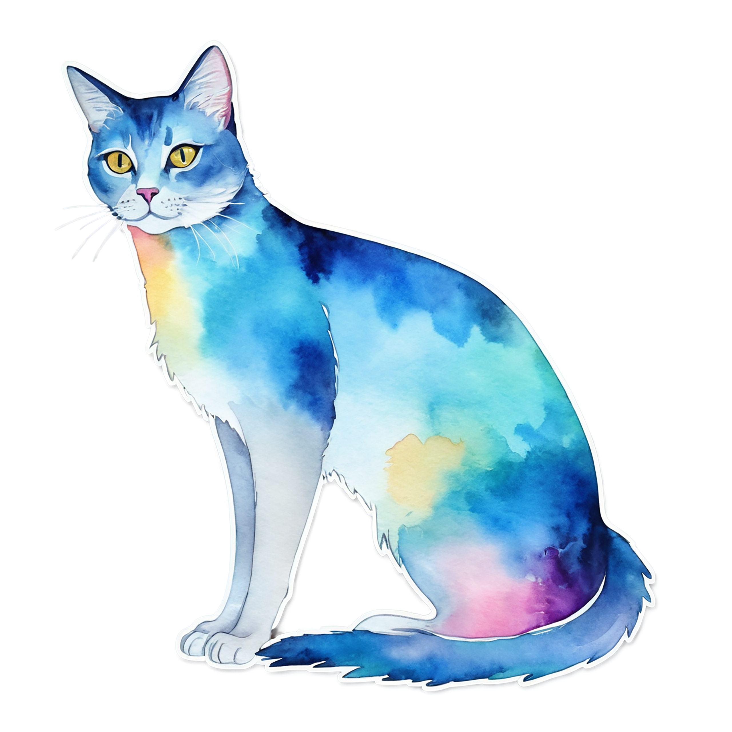 Cat watercolor sticker isolated on transparent background #15032