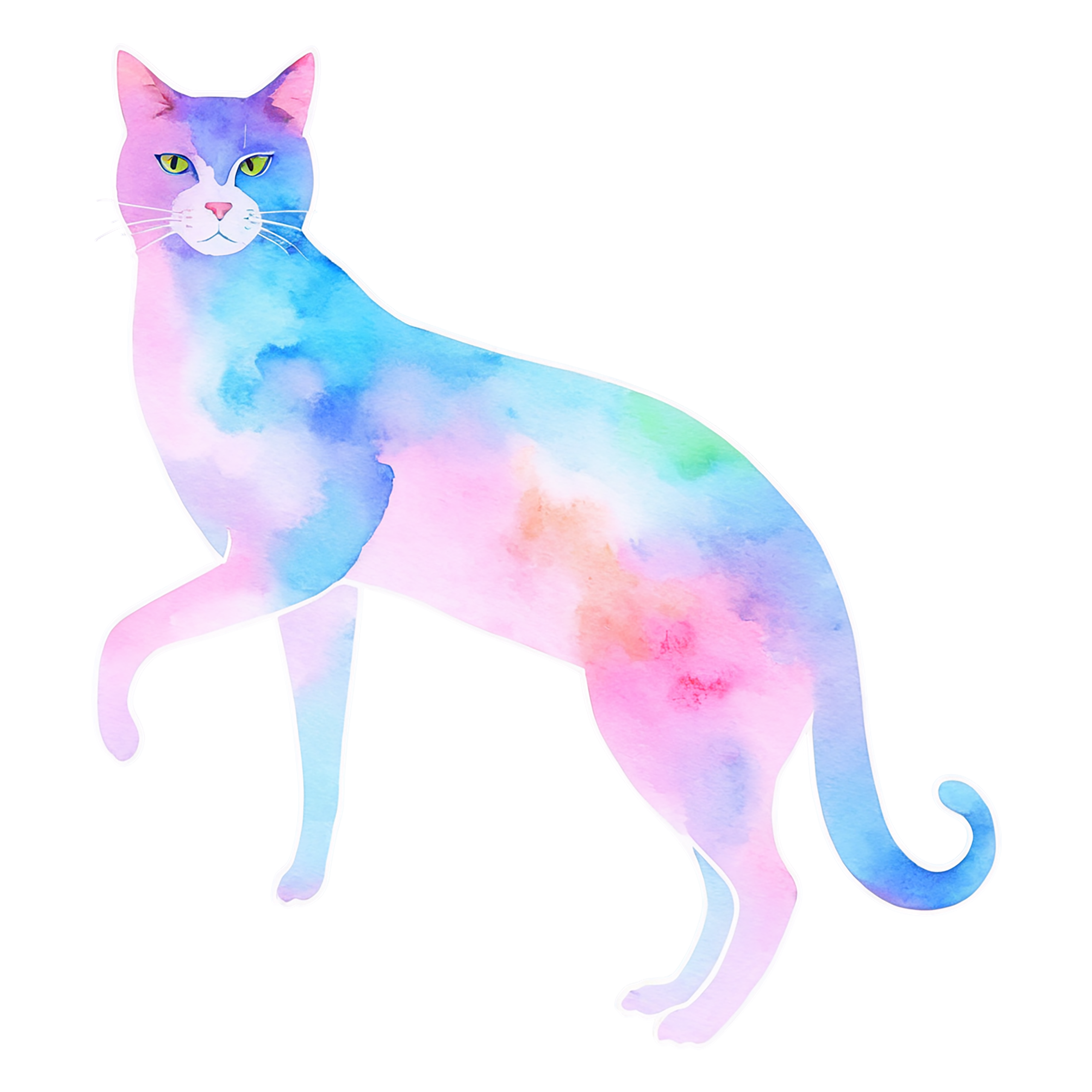 Cat watercolor sticker isolated on transparent background #15033