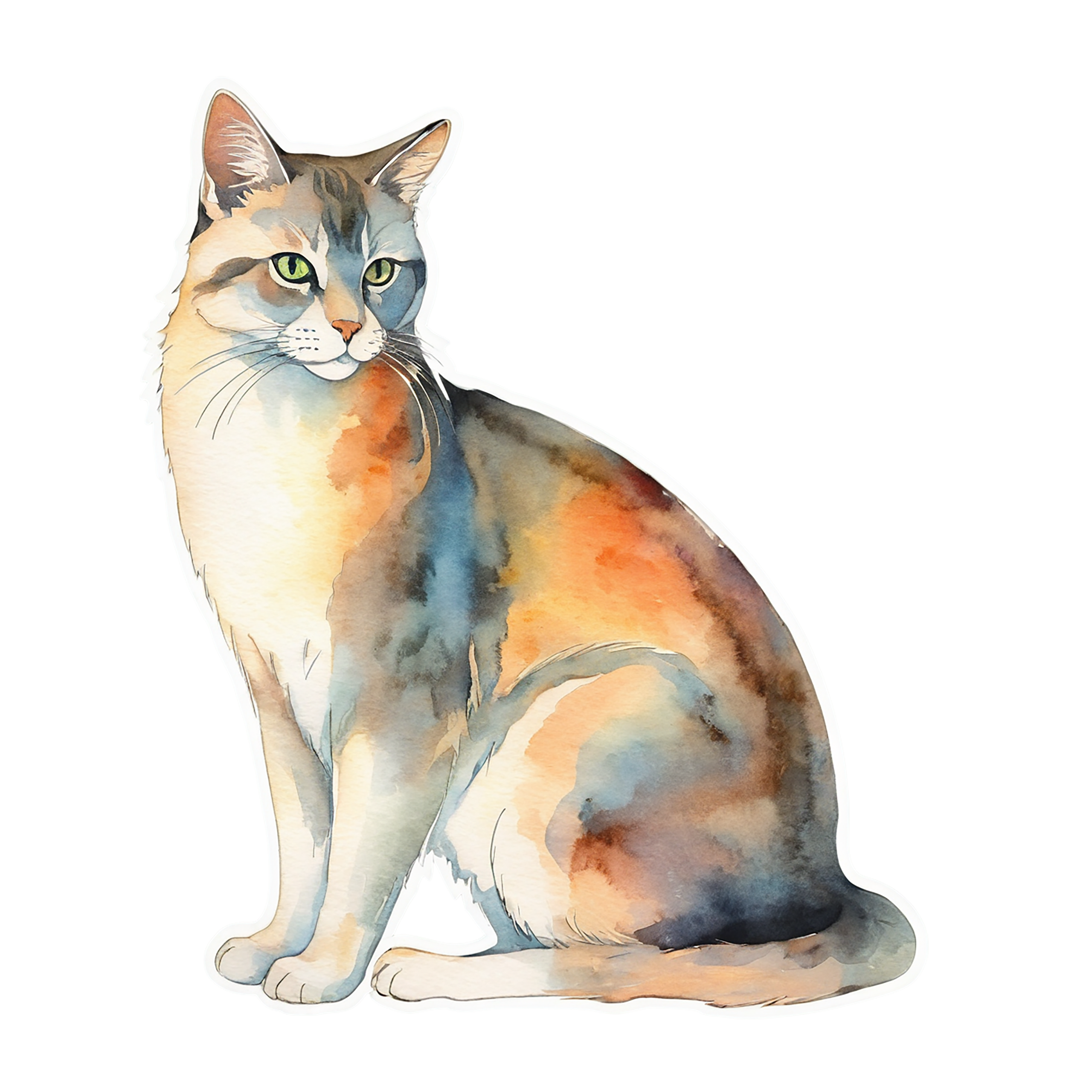 Cat watercolor sticker isolated on transparent background #15034