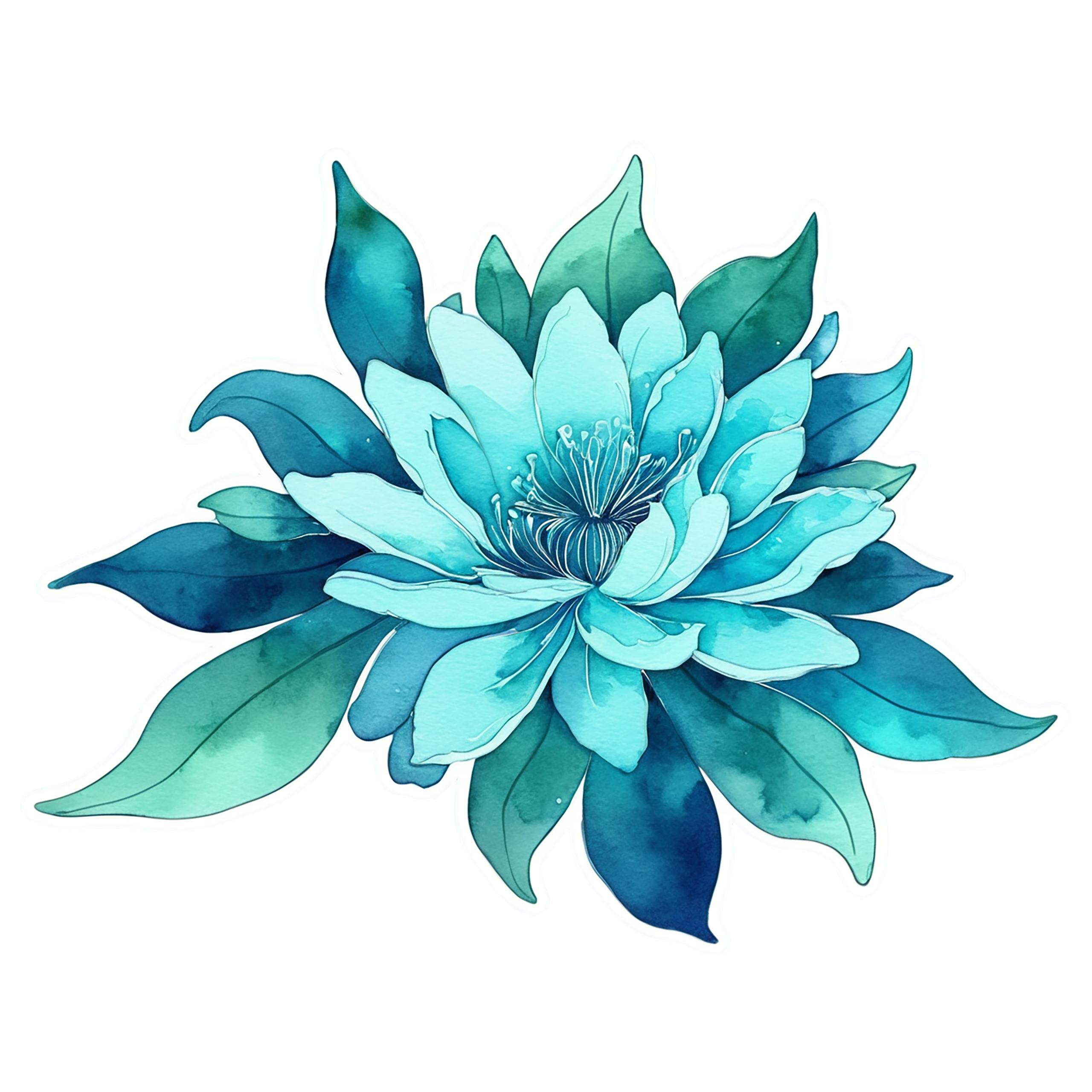 Floral watercolor sticker isolated on transparent background #16163