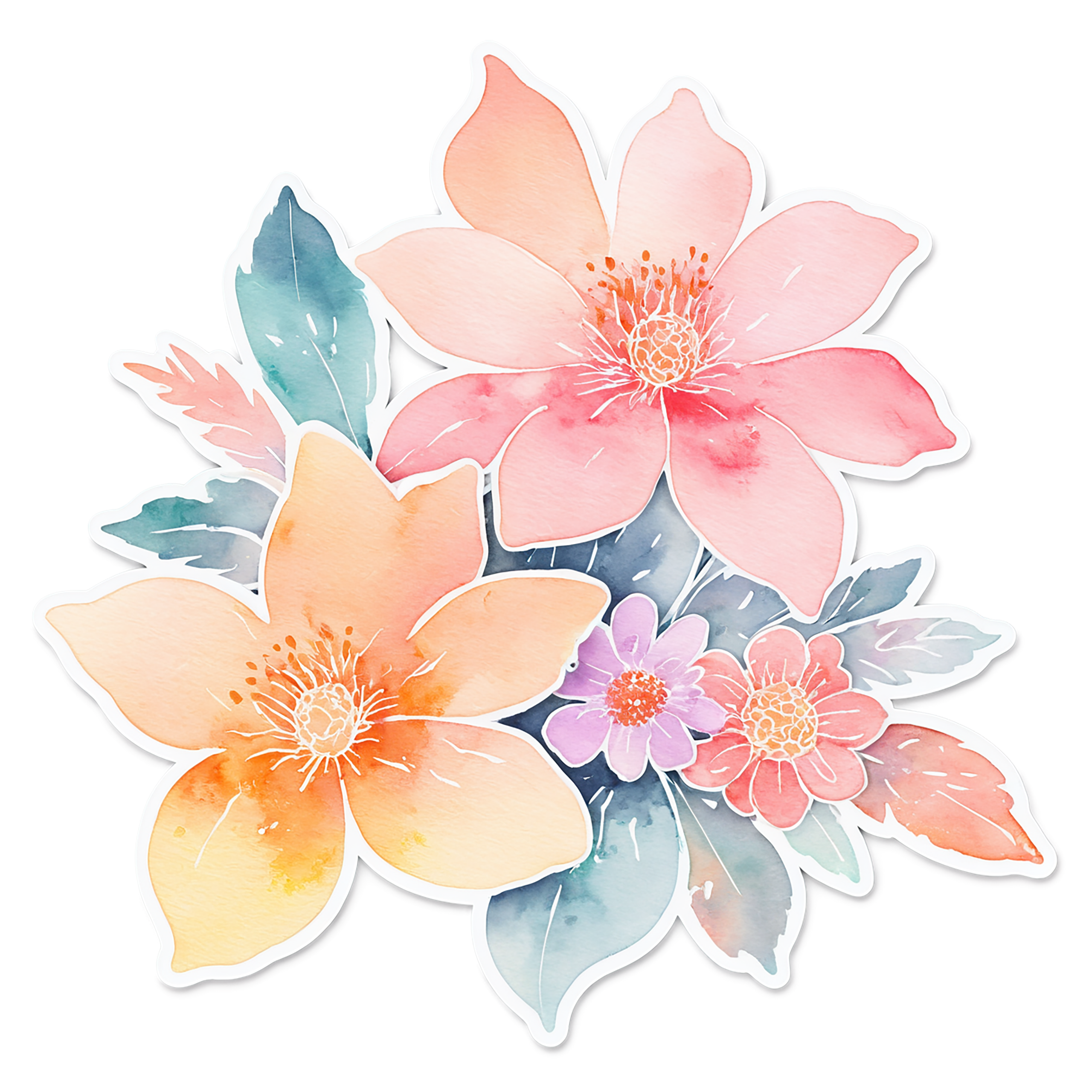 Floral watercolor sticker isolated on transparent background #16186