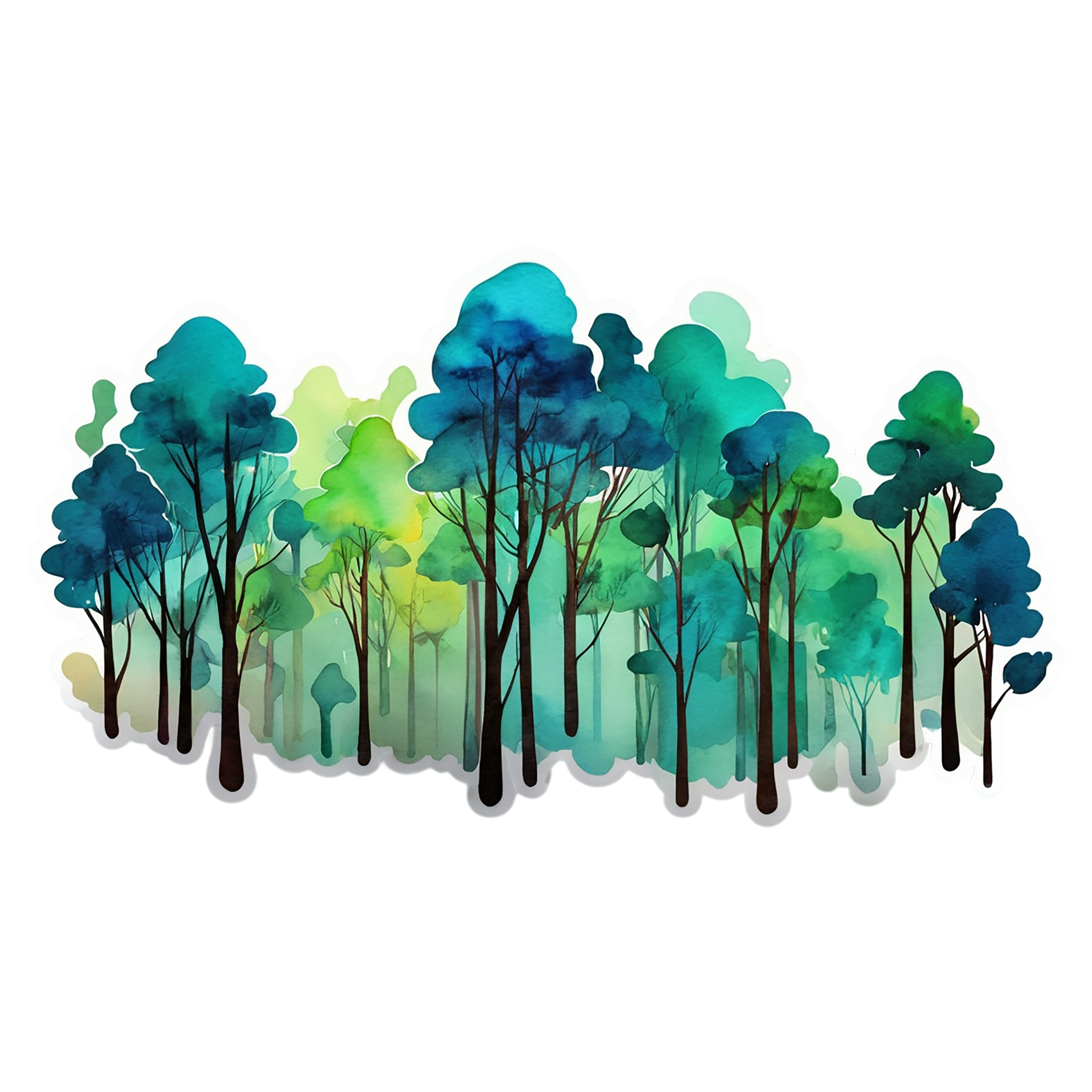 Forest watercolor sticker isolated on transparent background #16699