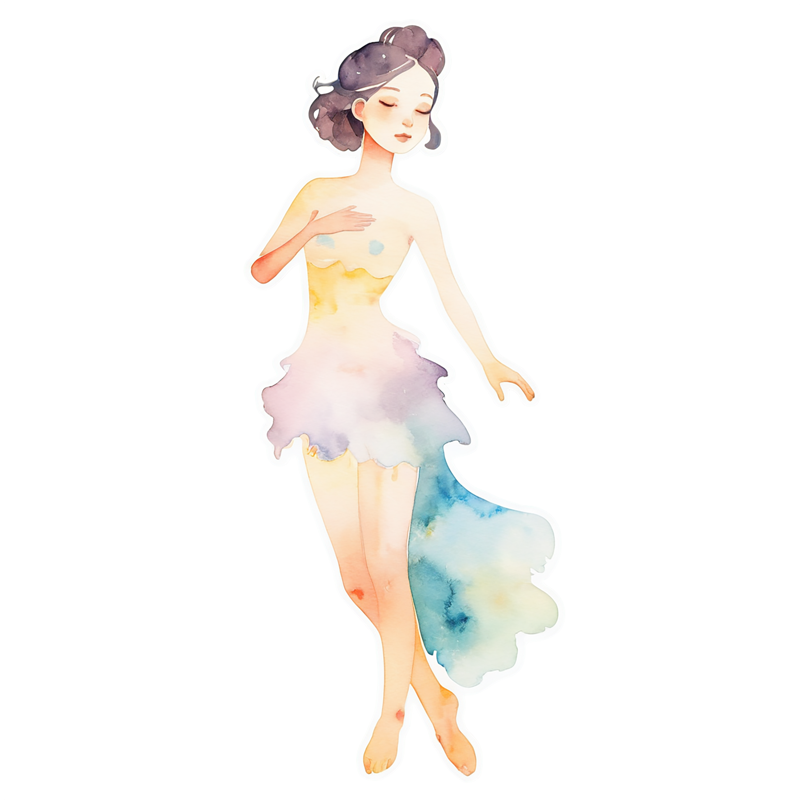 Girl watercolor sticker isolated on transparent background #17687