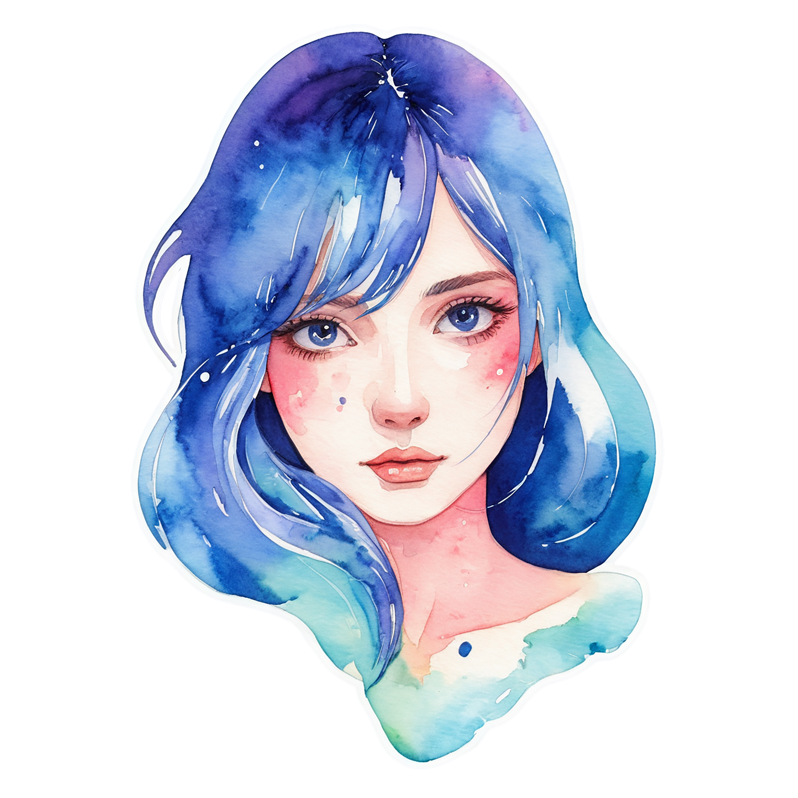 Girl watercolor sticker isolated on transparent background #17717