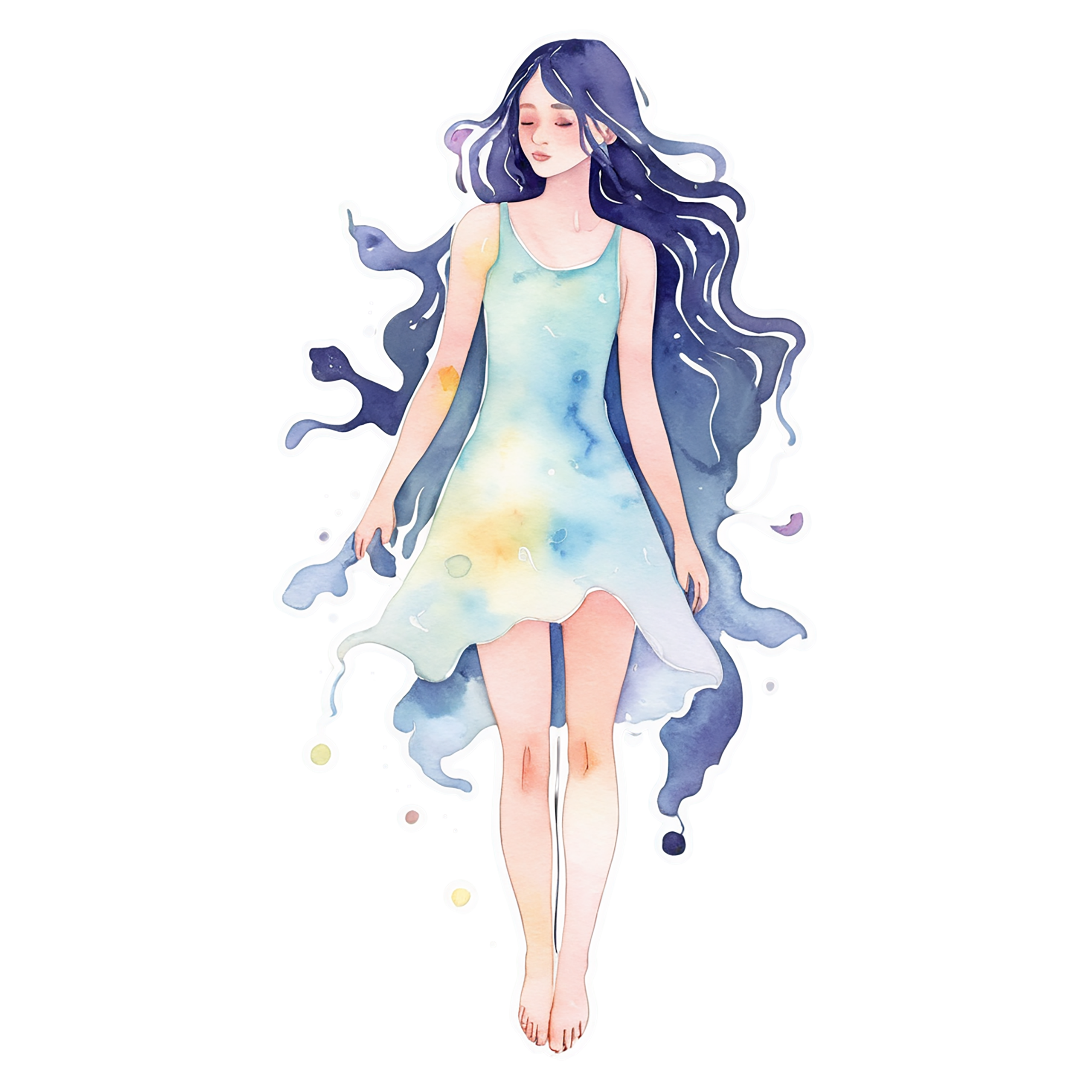 Girl watercolor sticker isolated on transparent background #17718