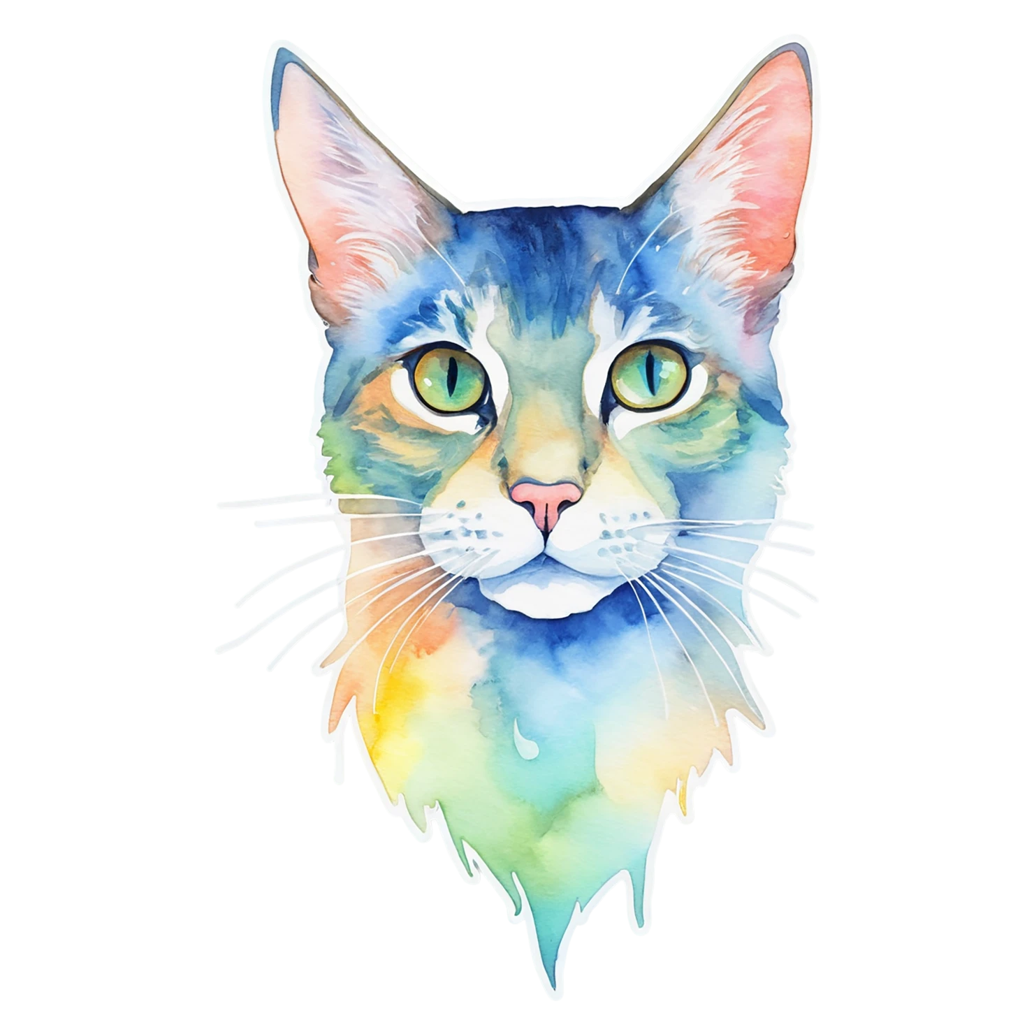 Cat watercolor sticker isolated on transparent background #14760