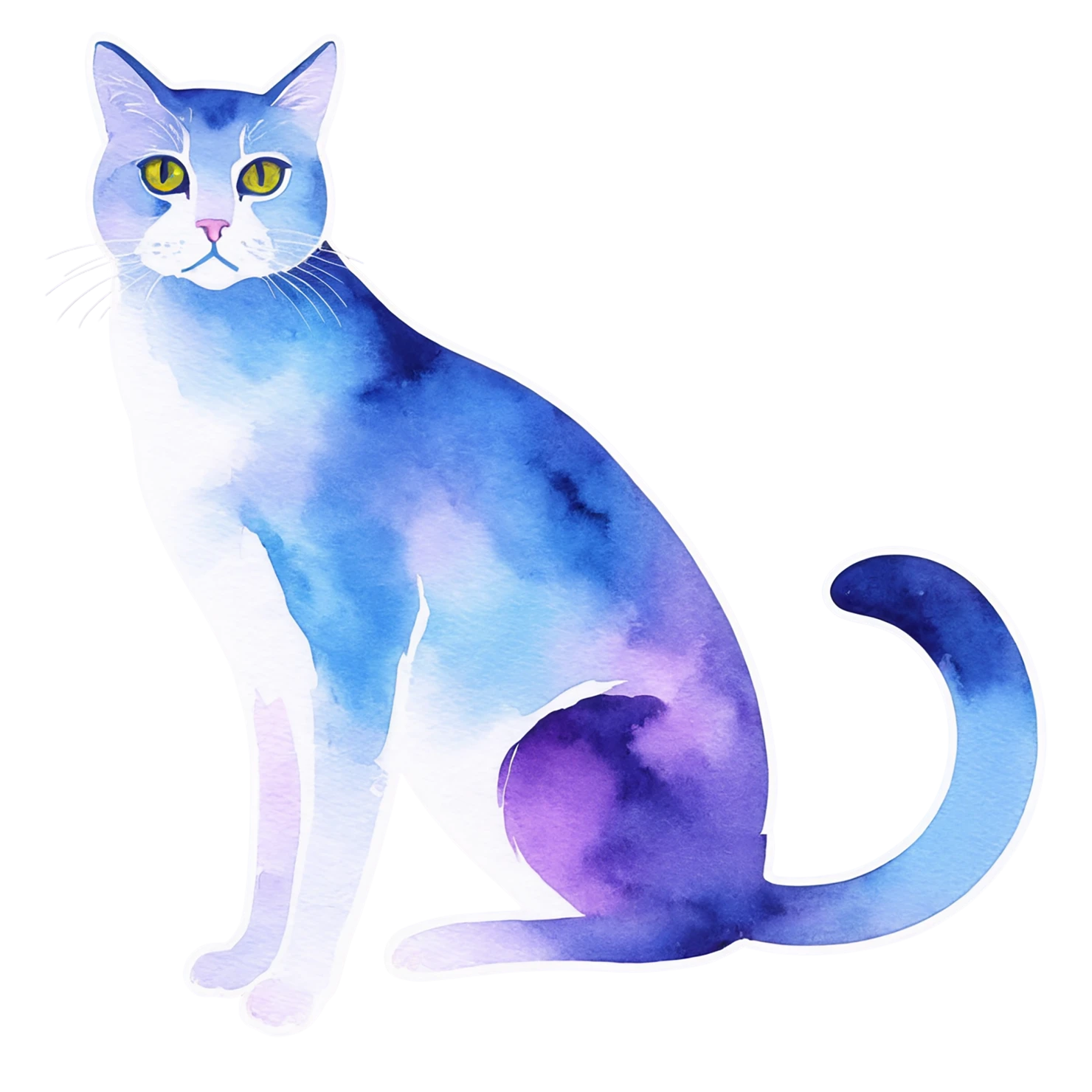 Cat watercolor sticker isolated on transparent background #14761