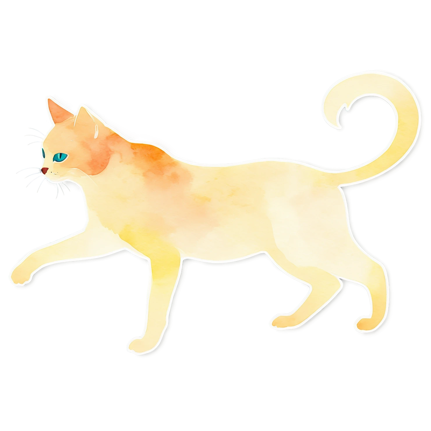 Cat watercolor sticker isolated on transparent background #14763