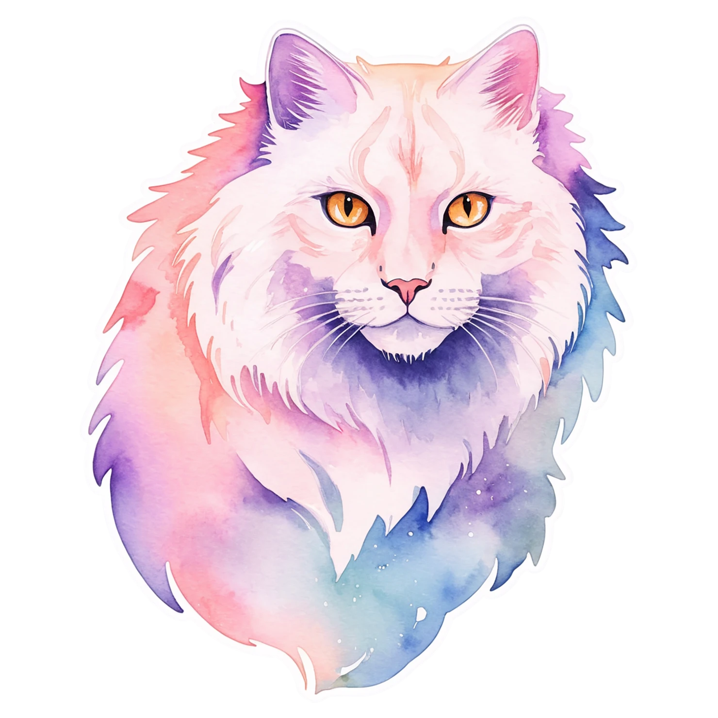 Cat watercolor sticker isolated on transparent background #14764
