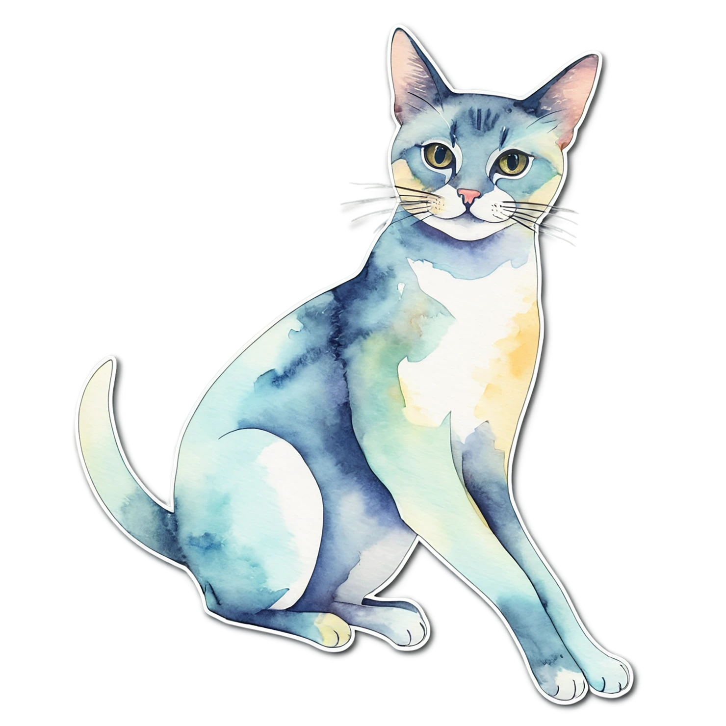Cat watercolor sticker isolated on transparent background #14765