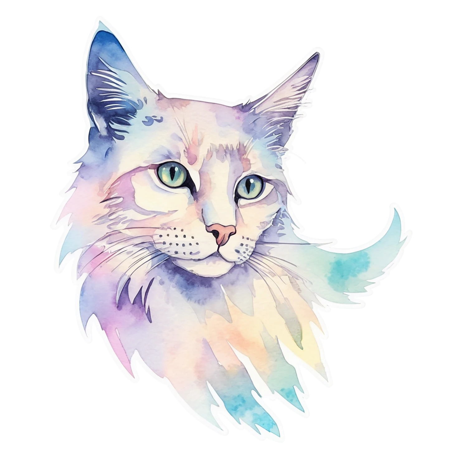 Cat watercolor sticker isolated on transparent background #14767