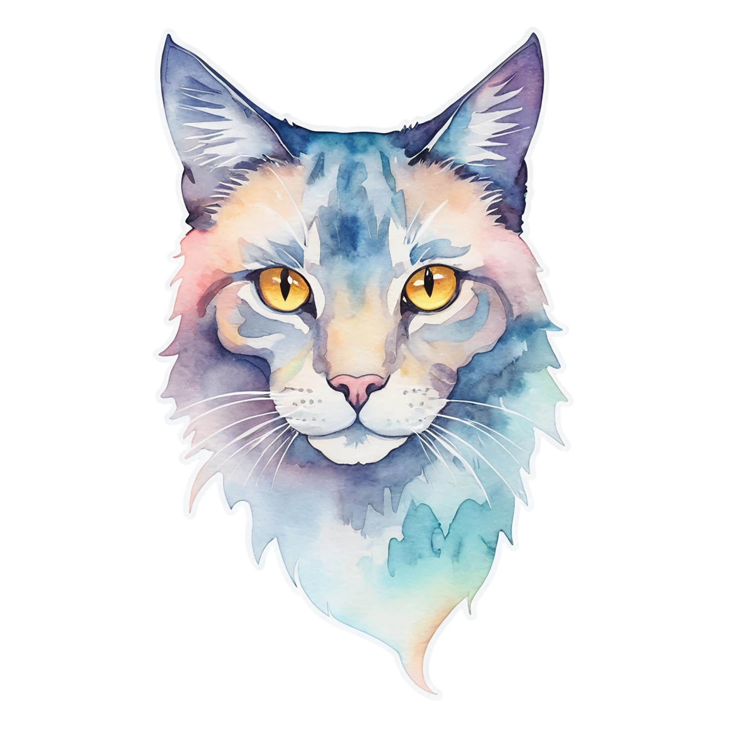 Cat watercolor sticker isolated on transparent background #14771