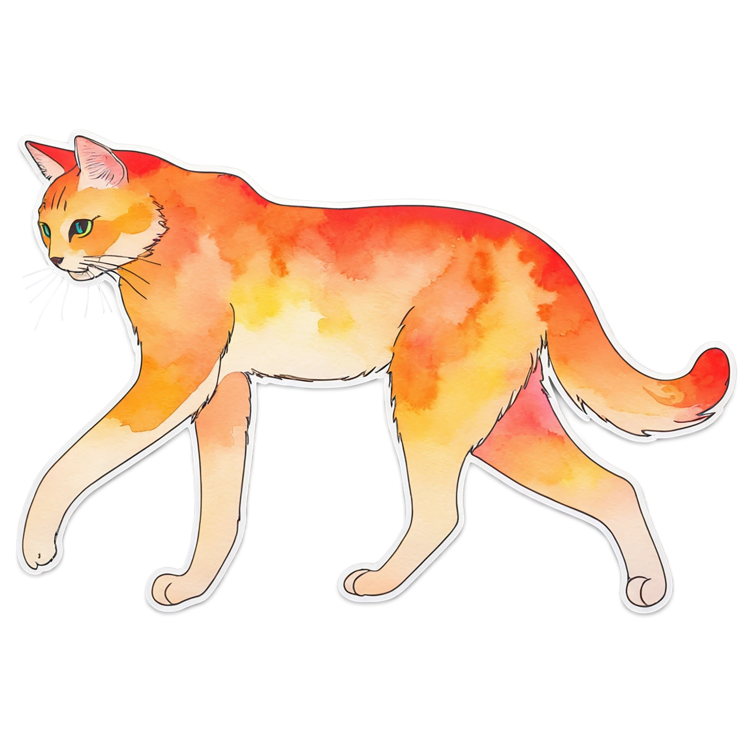 Cat watercolor sticker isolated on transparent background #14772