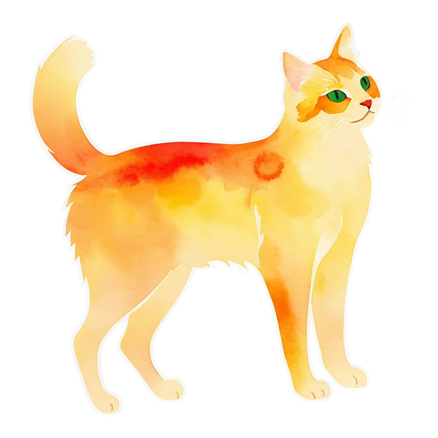 Cat watercolor sticker isolated on transparent background #14775