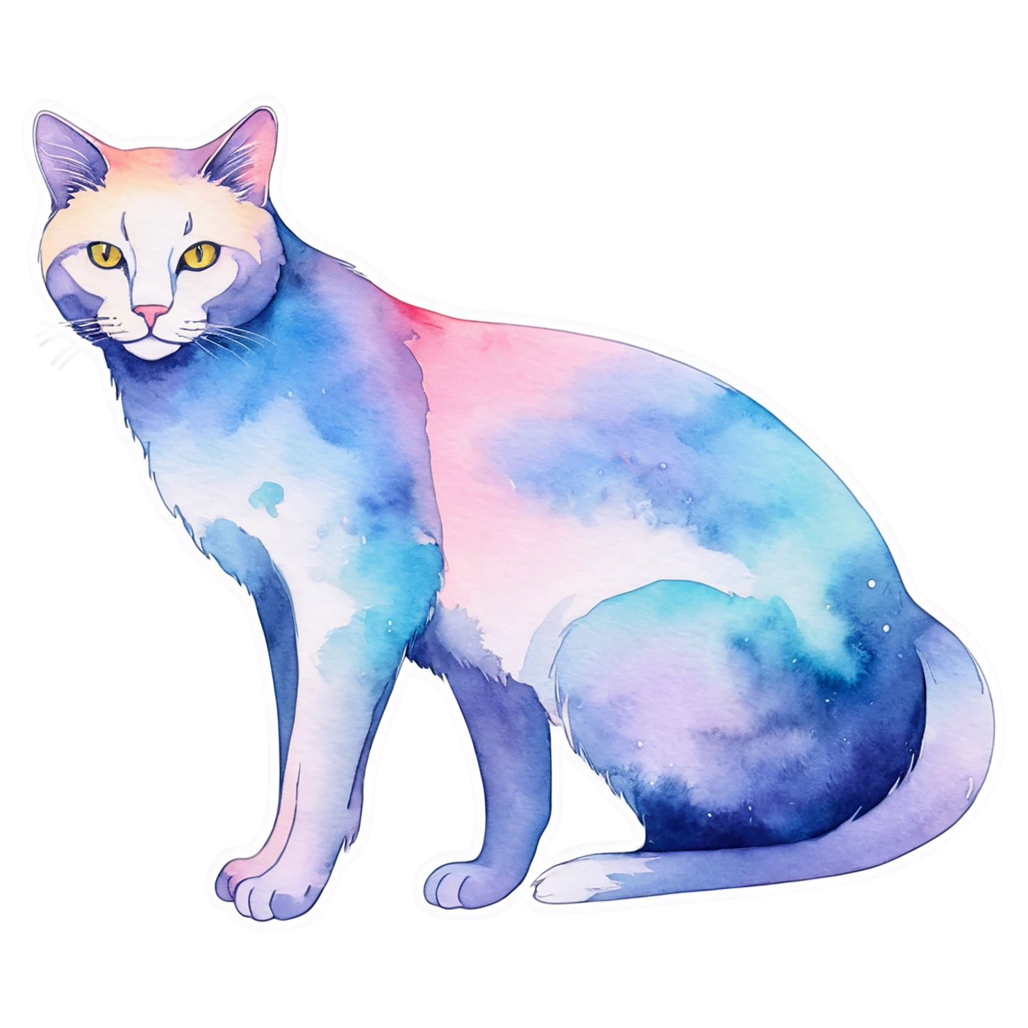 Cat watercolor sticker isolated on transparent background #14776
