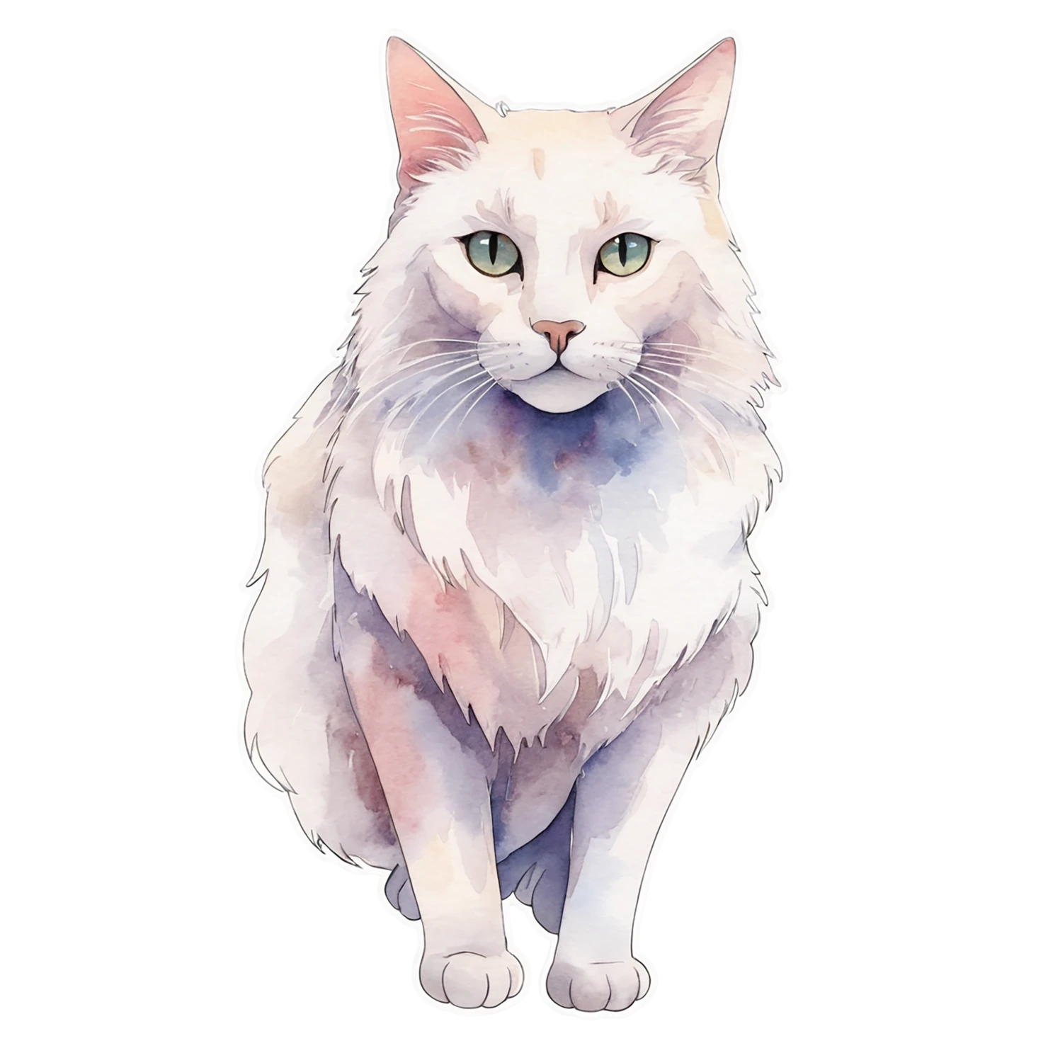 Cat watercolor sticker isolated on transparent background #14778