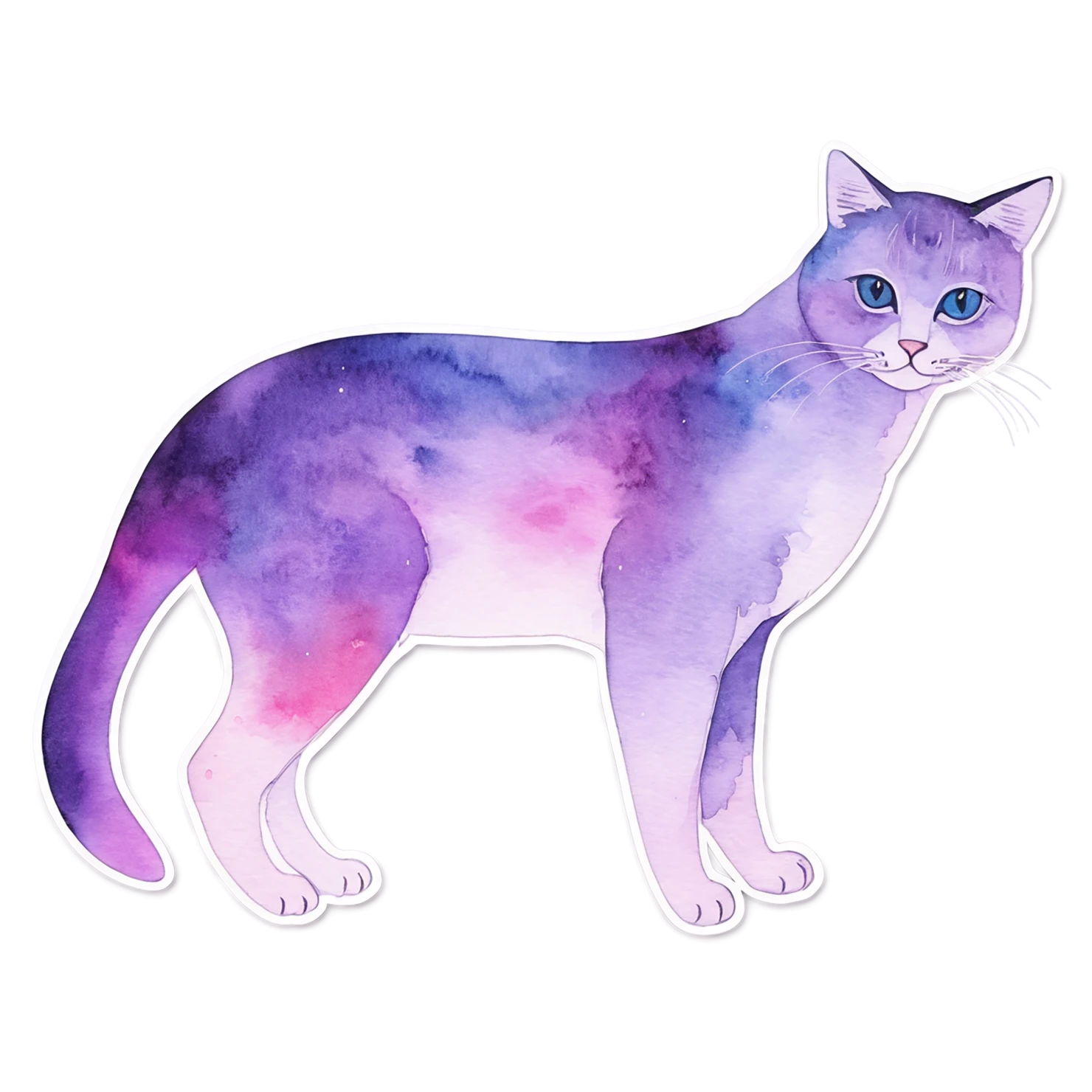 Cat watercolor sticker isolated on transparent background #14781