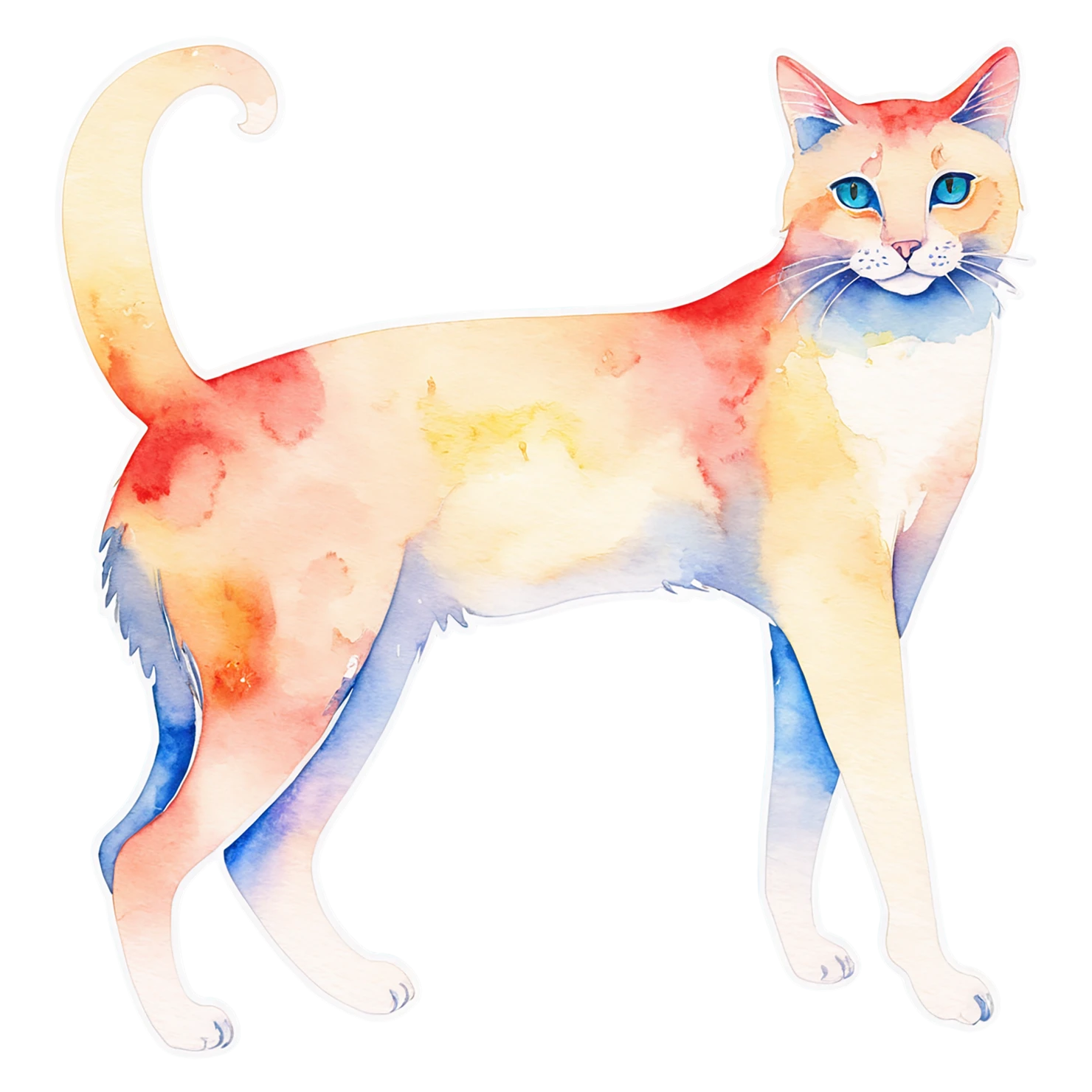 Cat watercolor sticker isolated on transparent background #14782