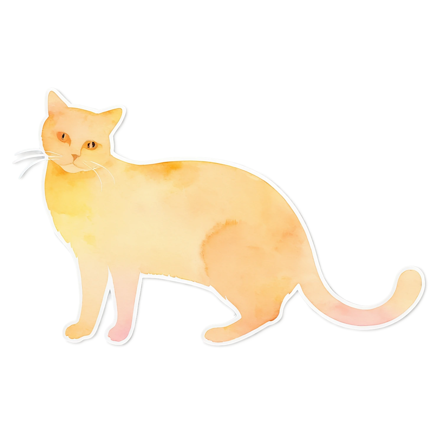 Cat watercolor sticker isolated on transparent background #14784