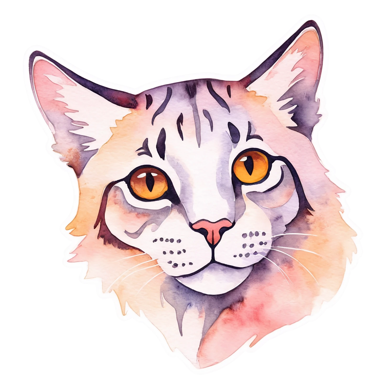Cat watercolor sticker isolated on transparent background #14787