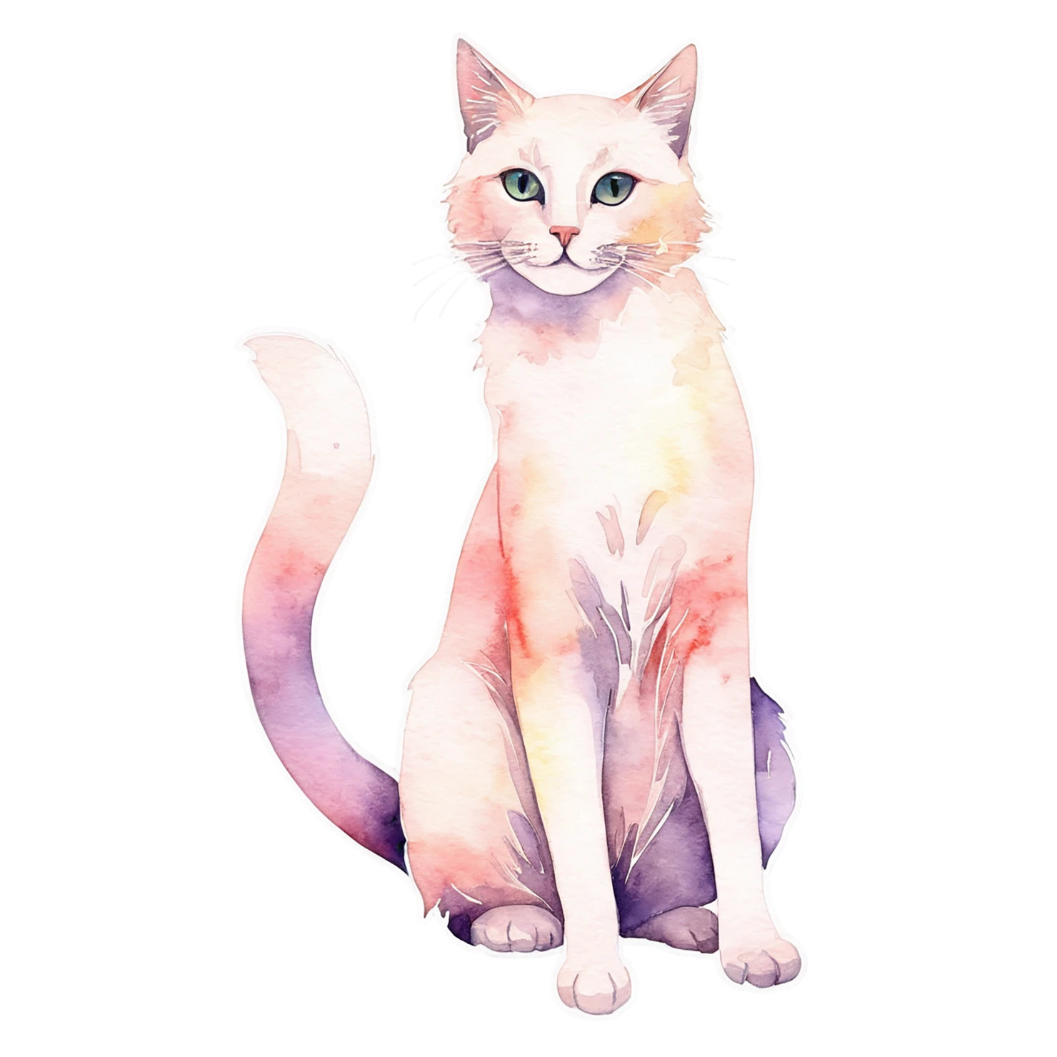 Cat watercolor sticker isolated on transparent background #14789